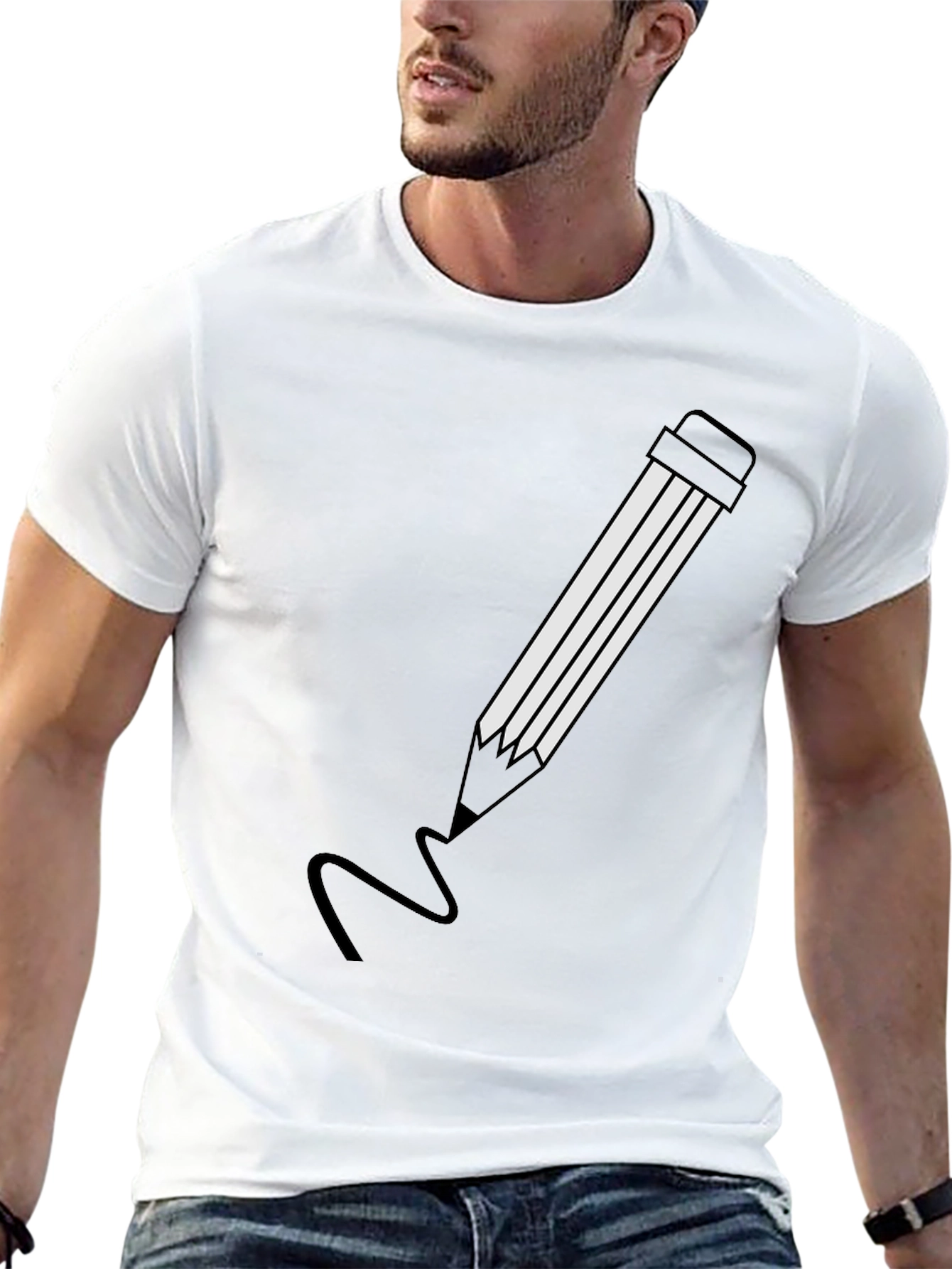 Pencil Graphic Black T-Shirt | Modern Casual Tee