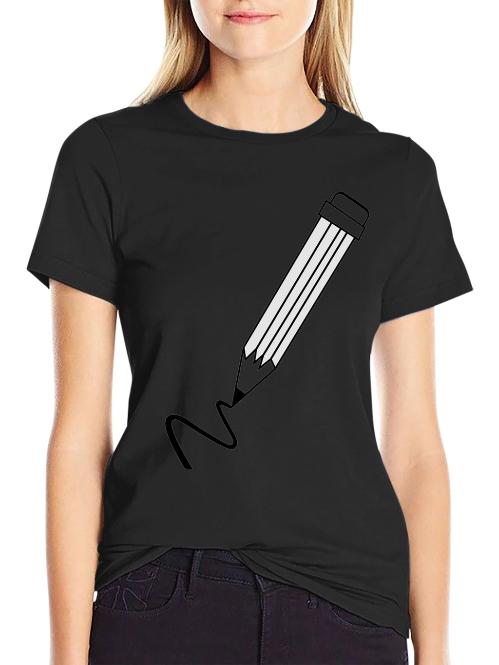 Pencil Graphic Black T-Shirt | Modern Casual Tee