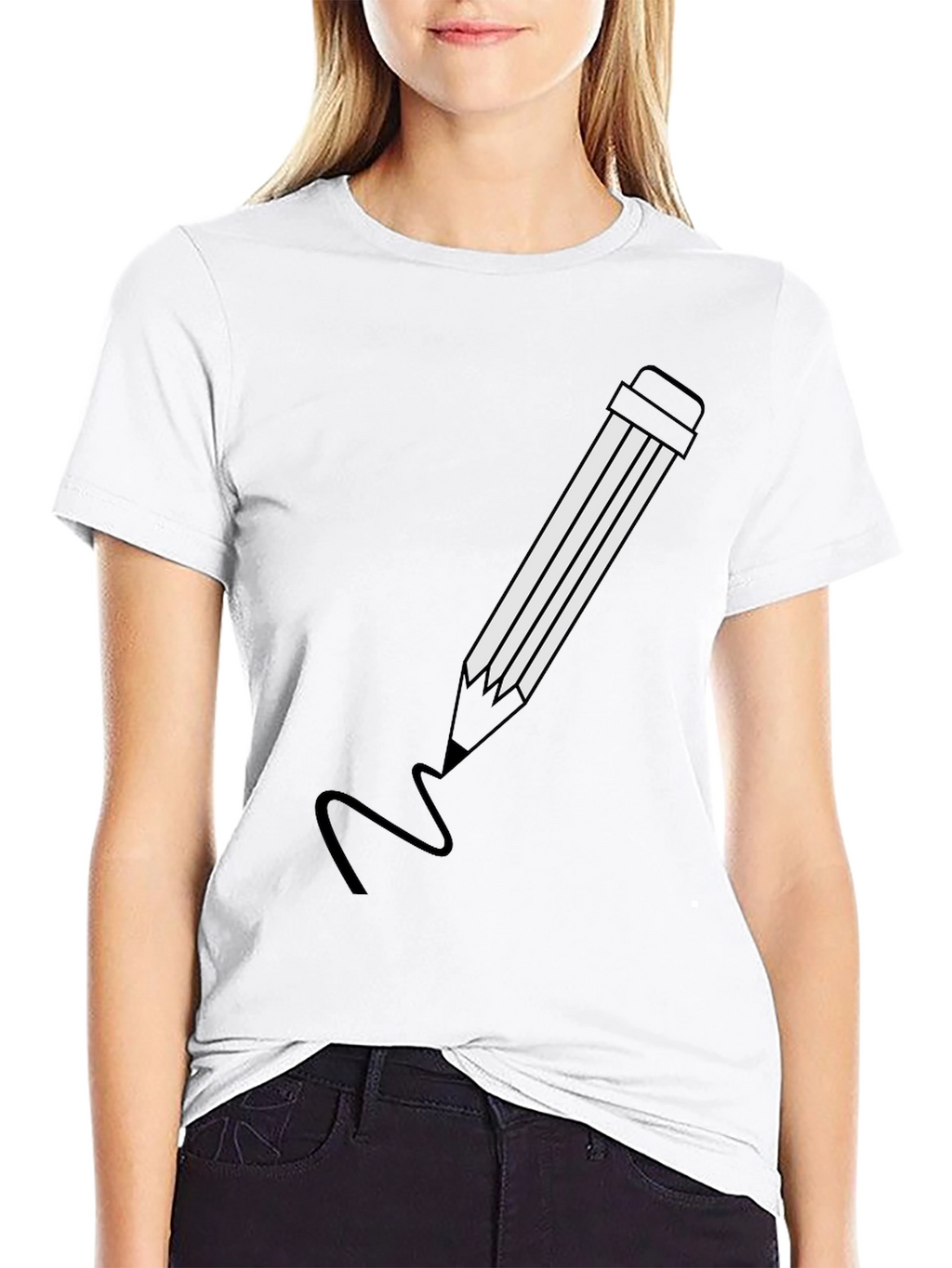 Pencil Graphic Black T-Shirt | Modern Casual Tee