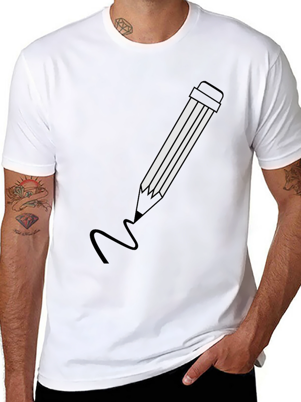 Pencil Graphic Black T-Shirt | Modern Casual Tee