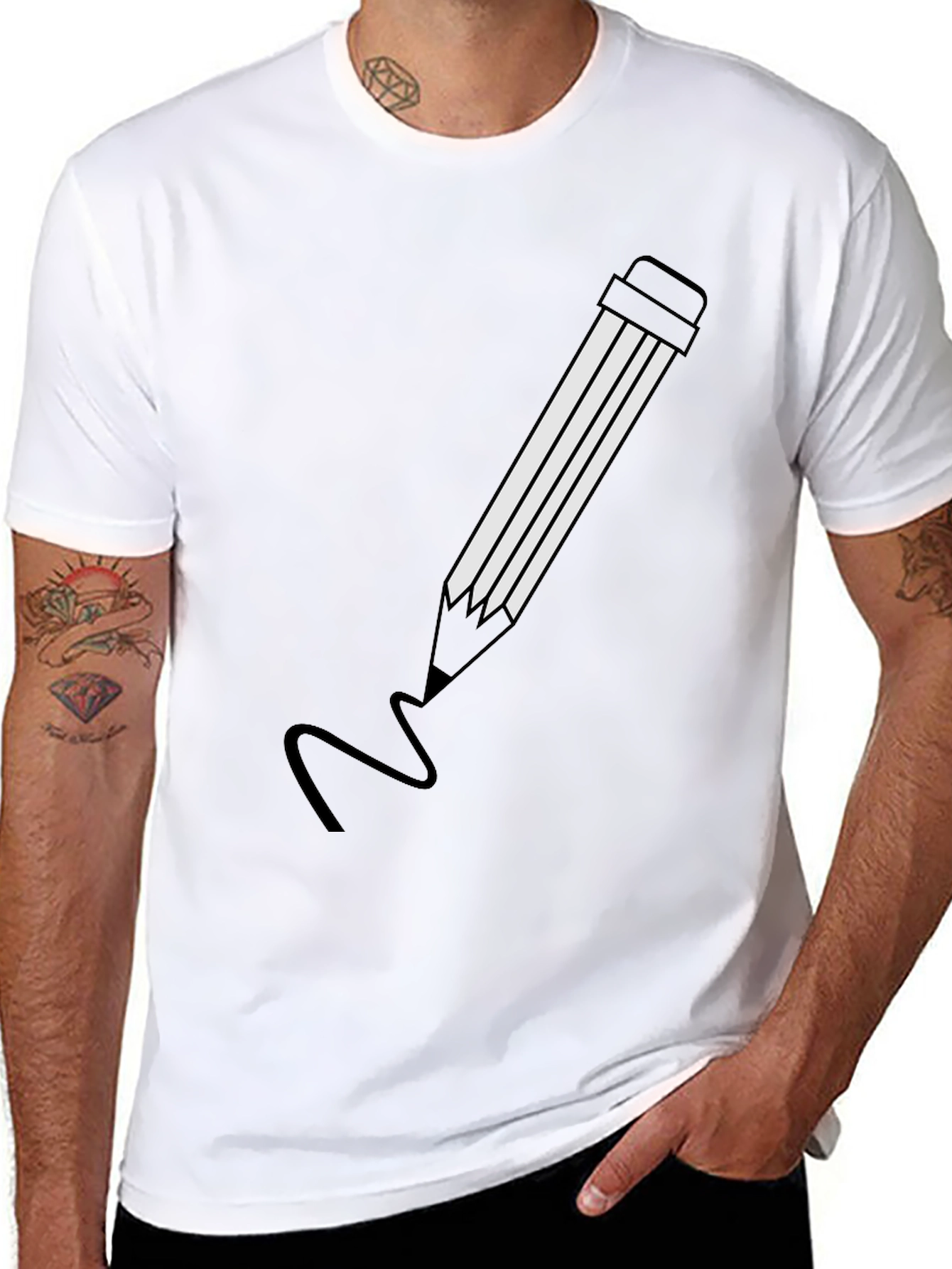 Pencil Graphic Black T-Shirt | Modern Casual Tee