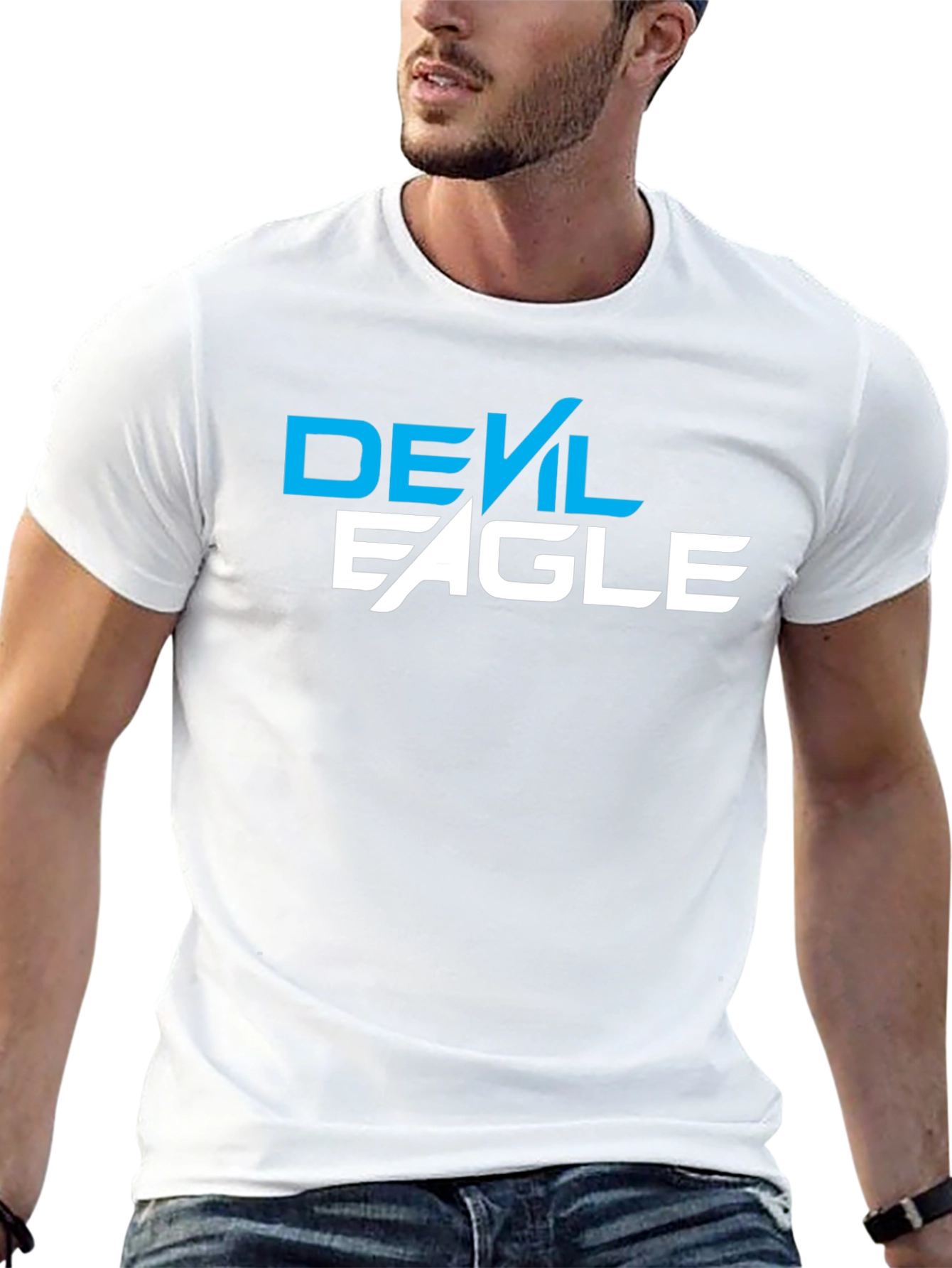 Devil Eagle Graphic Tee - Black Cotton Blend