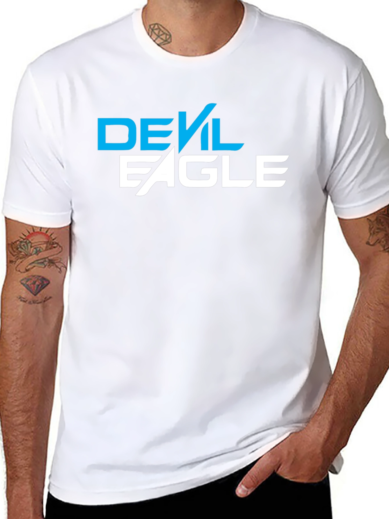 Devil Eagle Graphic Tee - Black Cotton Blend
