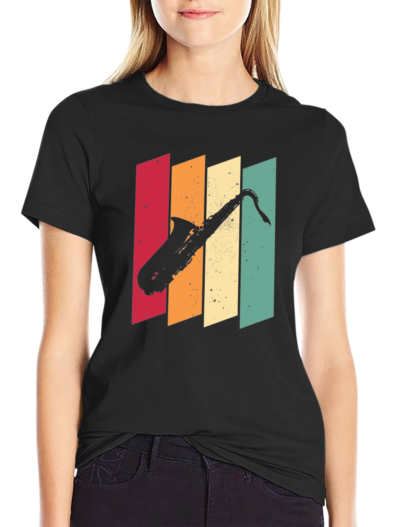 Retro Saxophone T-Shirt - Vintage Style Musical Tee
