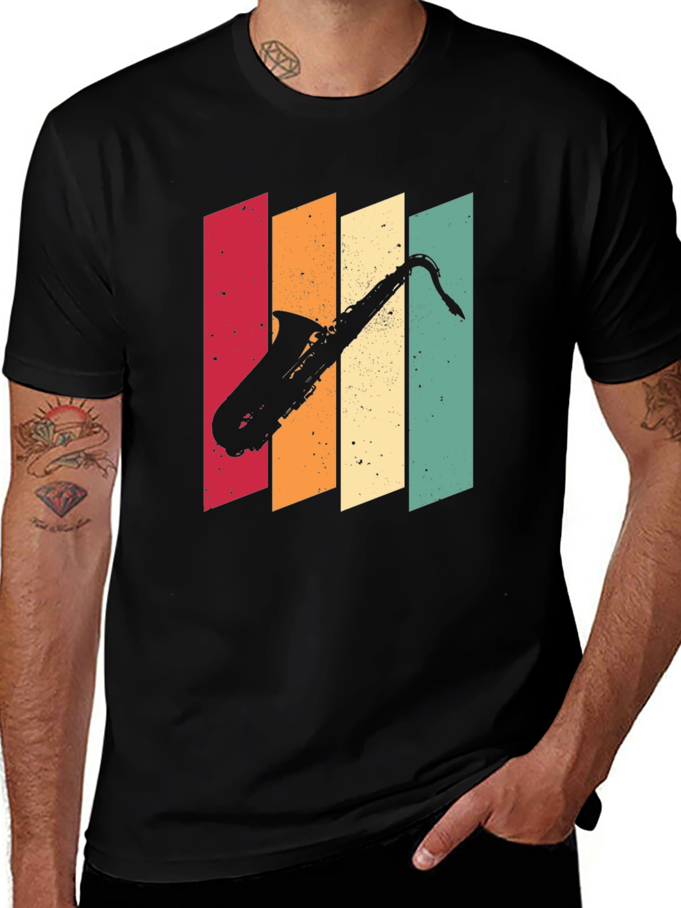 Retro Saxophone T-Shirt - Vintage Style Musical Tee