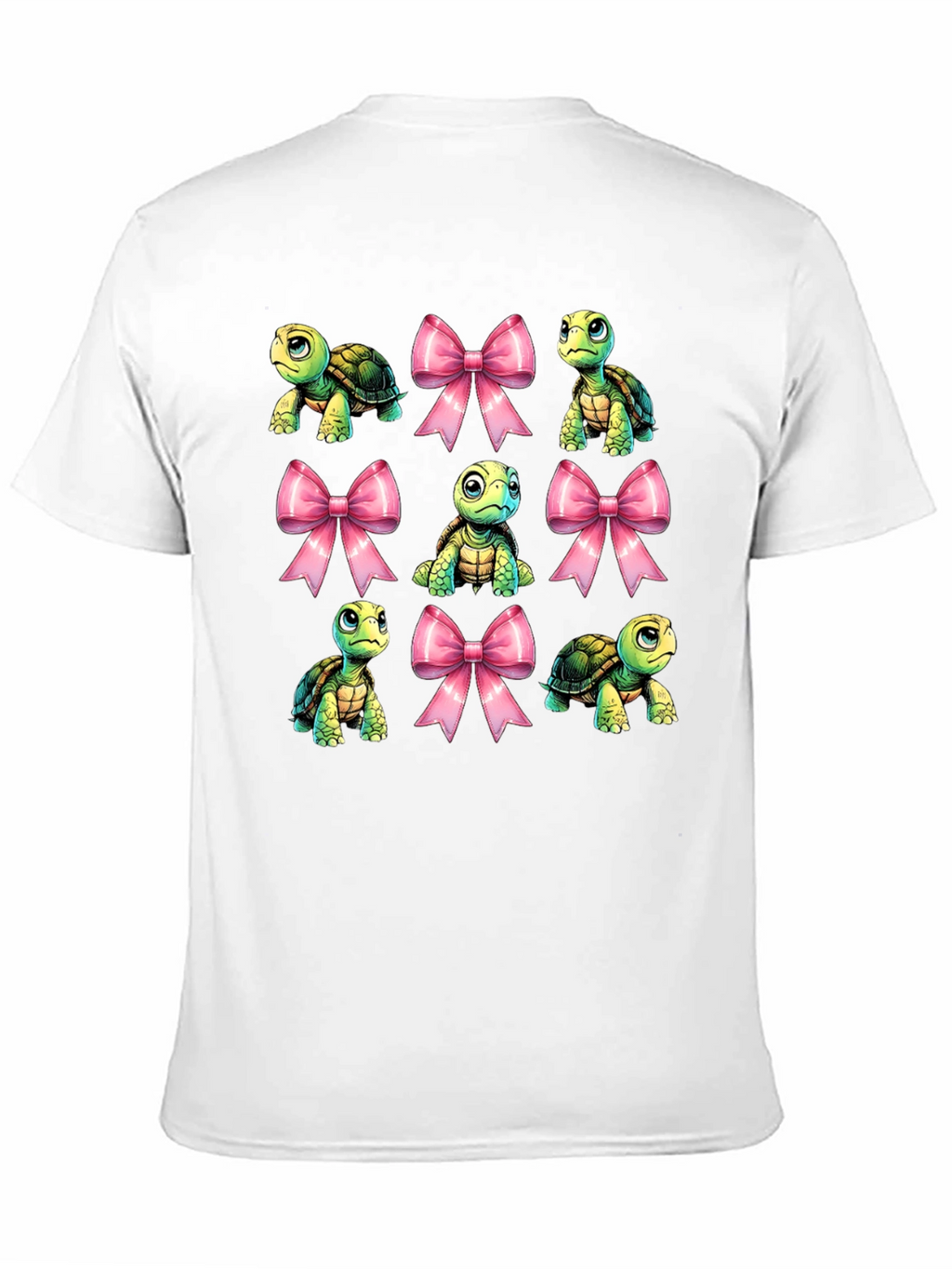 Turtle & Bows Graphic Tee - Cute Cartoon Design