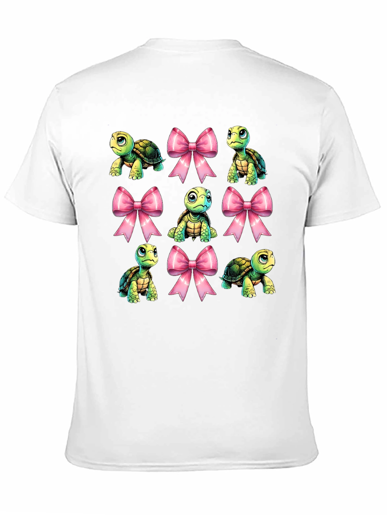 Turtle & Bows Graphic Tee - Cute Cartoon Design