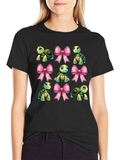 Turtle & Bows Graphic Tee - Cute Cartoon Design