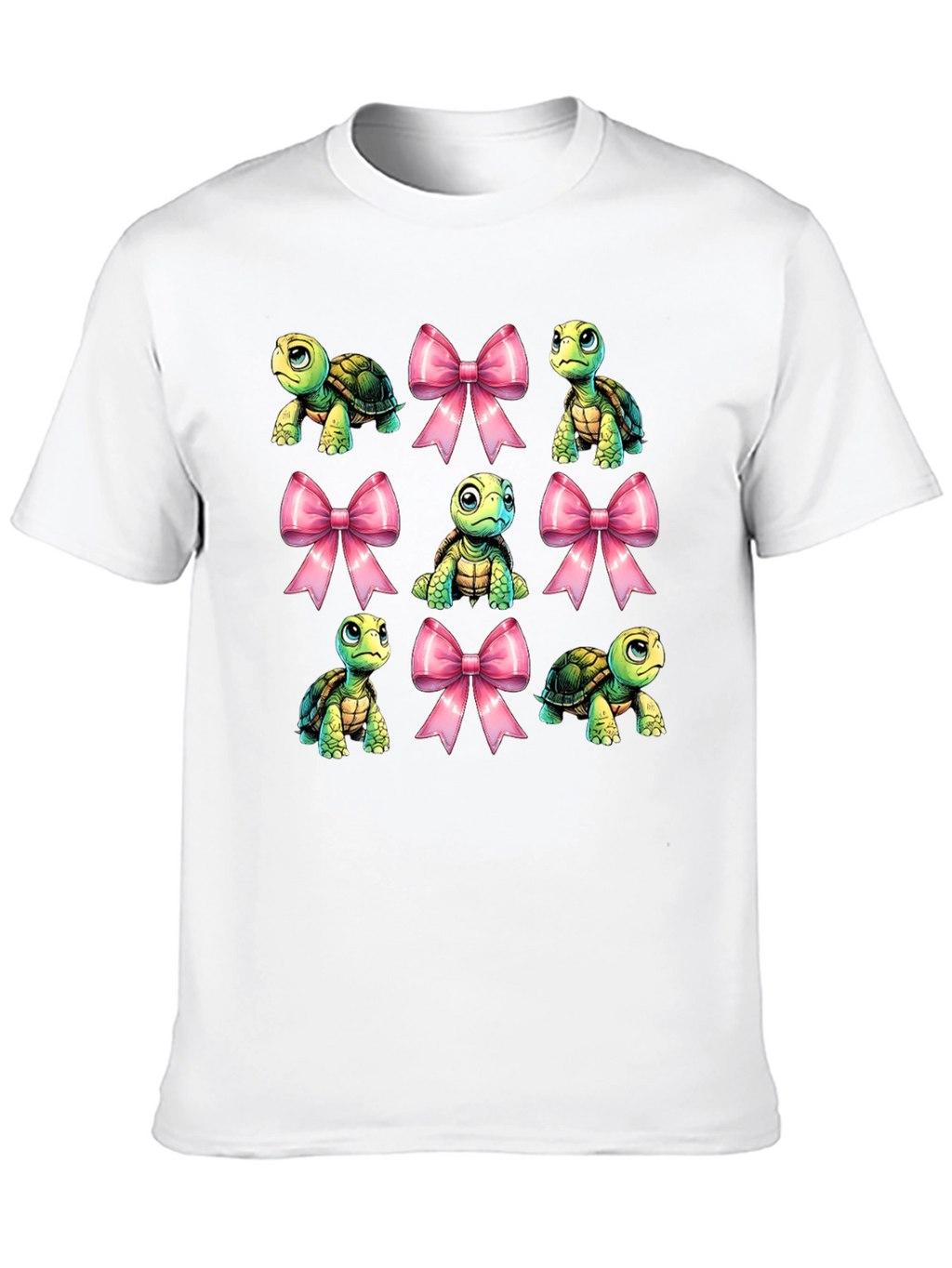 Turtle & Bows Graphic Tee - Cute Cartoon Design