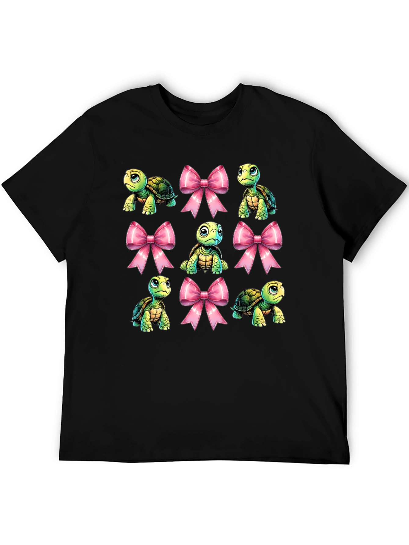 Turtle & Bows Graphic Tee - Cute Cartoon Design