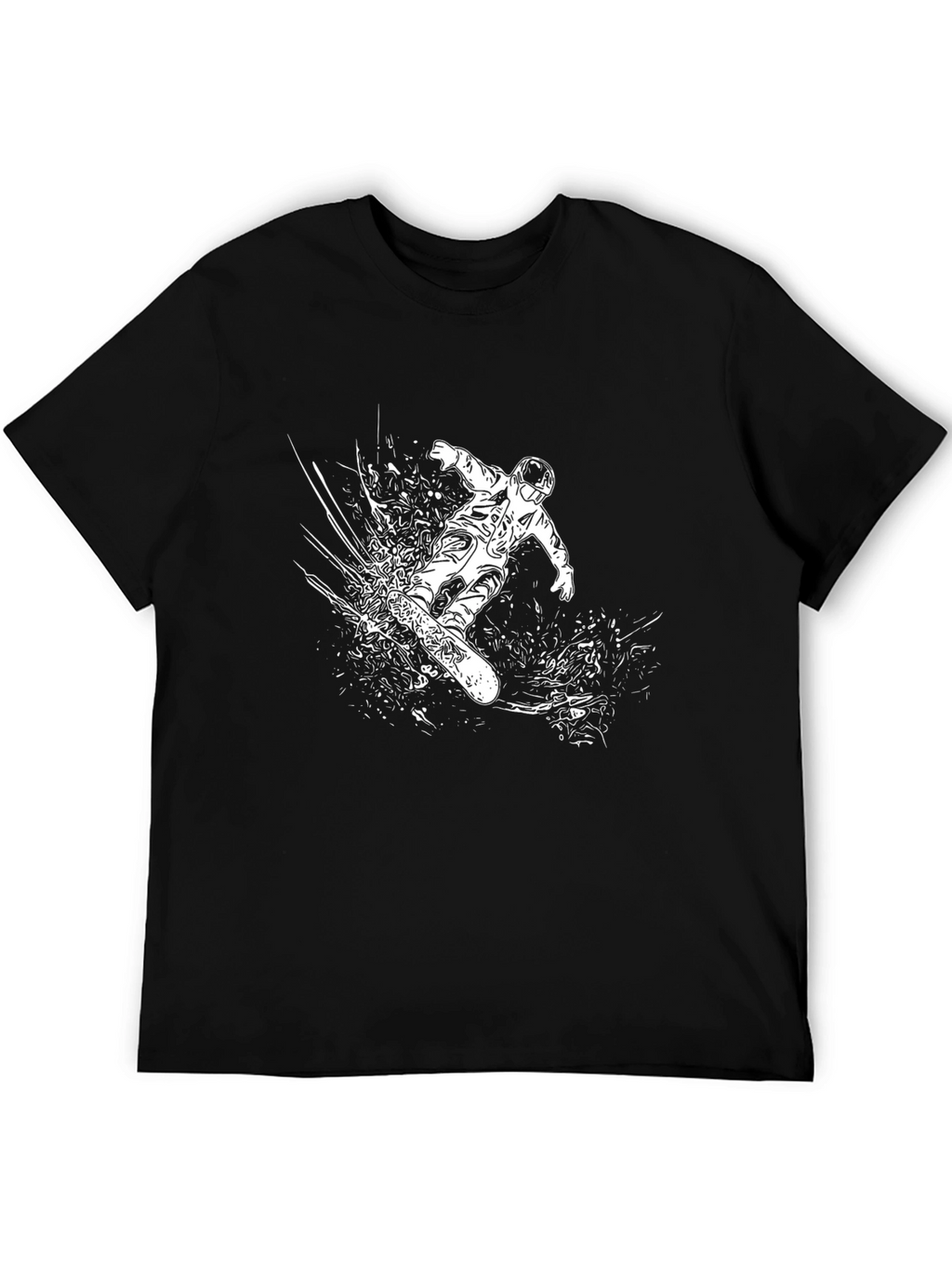 Snowboarder Graphic Tee - Black Cotton Casual T-Shirt
