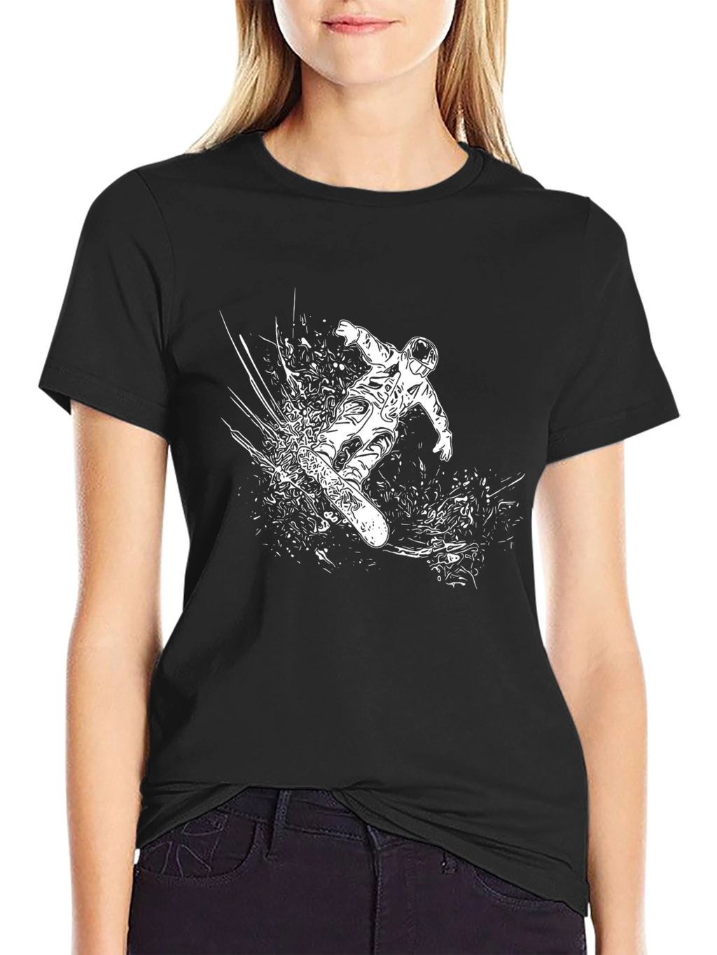 Snowboarder Graphic Tee - Black Cotton Casual T-Shirt
