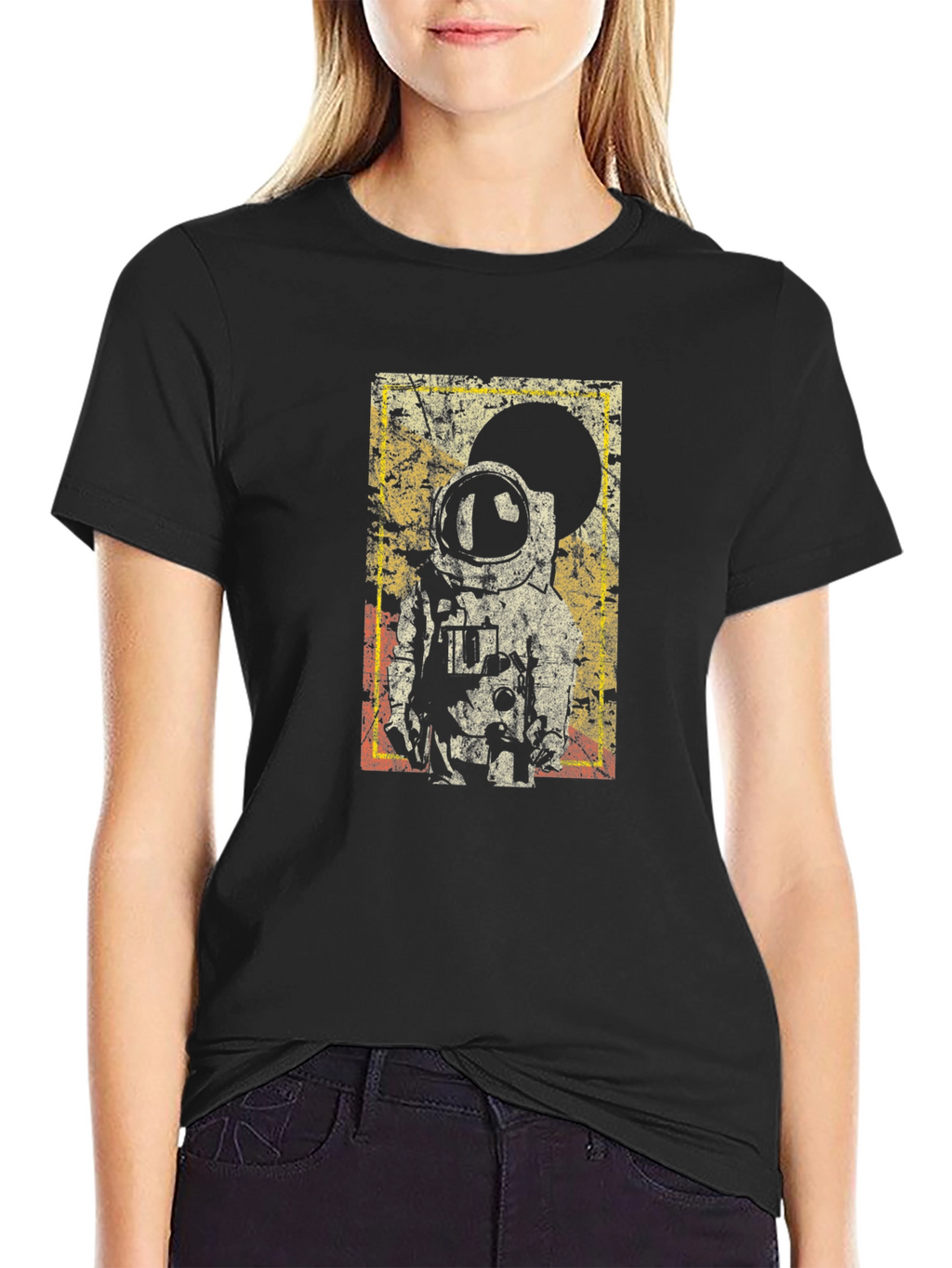 Retro Astronaut Graphic Black T-Shirt