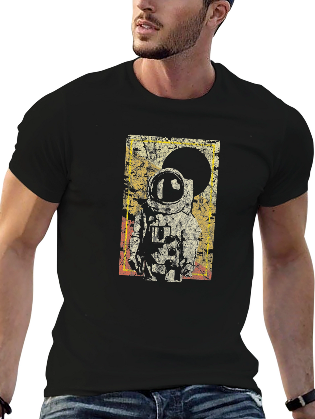 Retro Astronaut Graphic Black T-Shirt