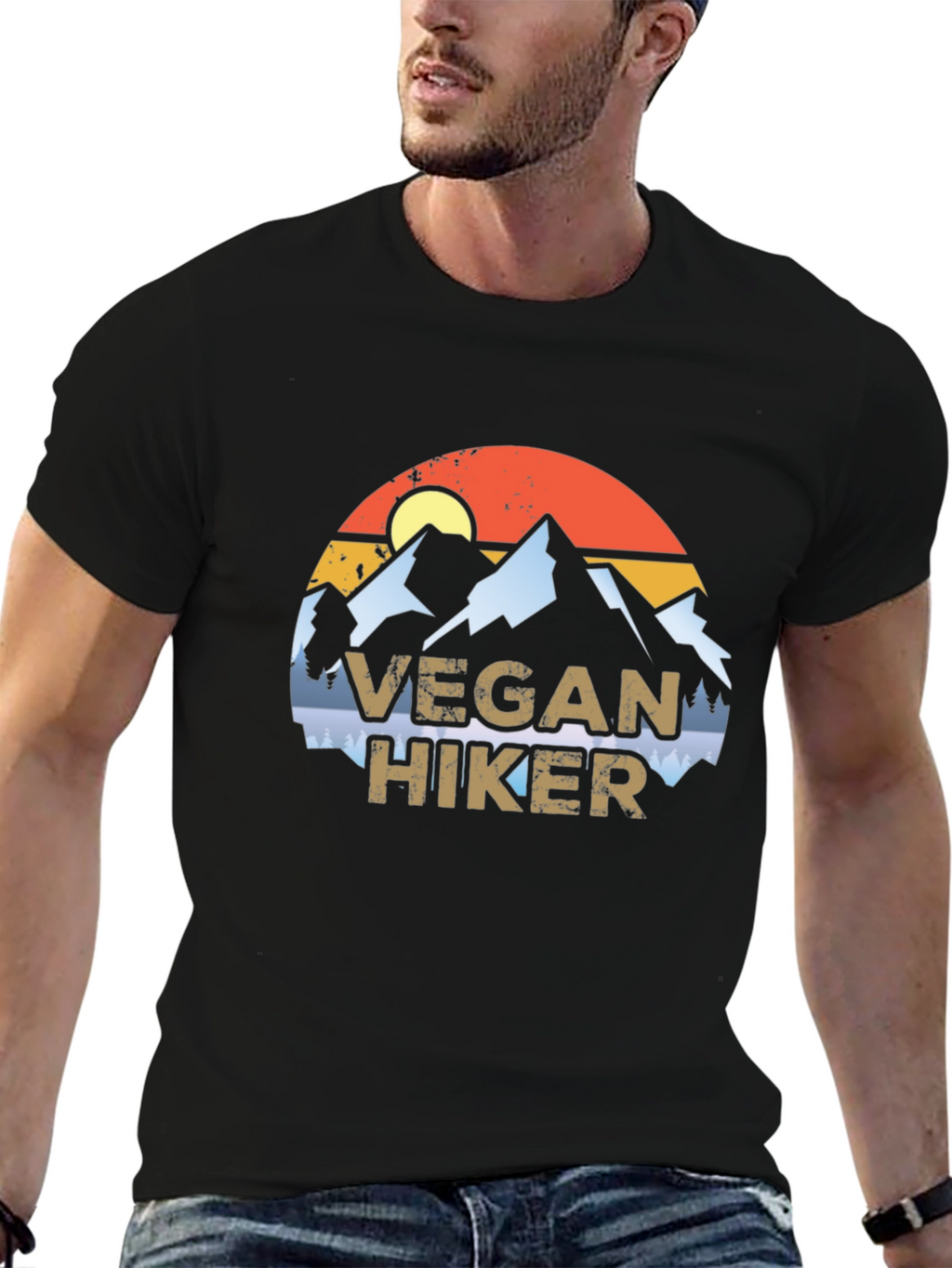 Vegan Hiker Graphic Tee - Mountain Adventure T-Shirt