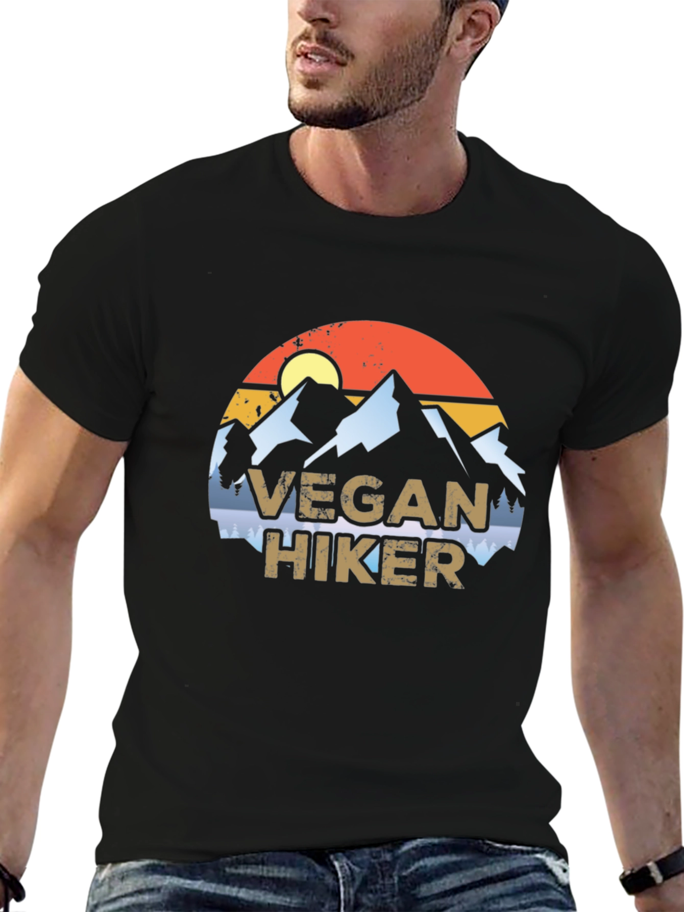 Vegan Hiker Graphic Tee - Mountain Adventure T-Shirt
