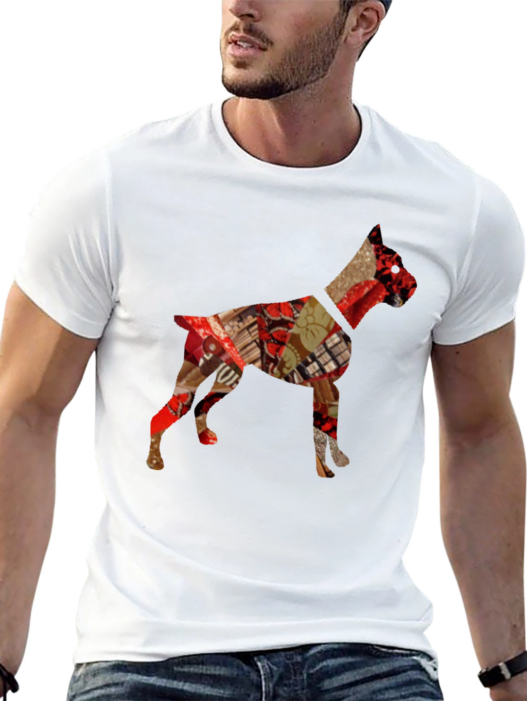 Dog Patchwork Mens Tee - Stylish Canine Design