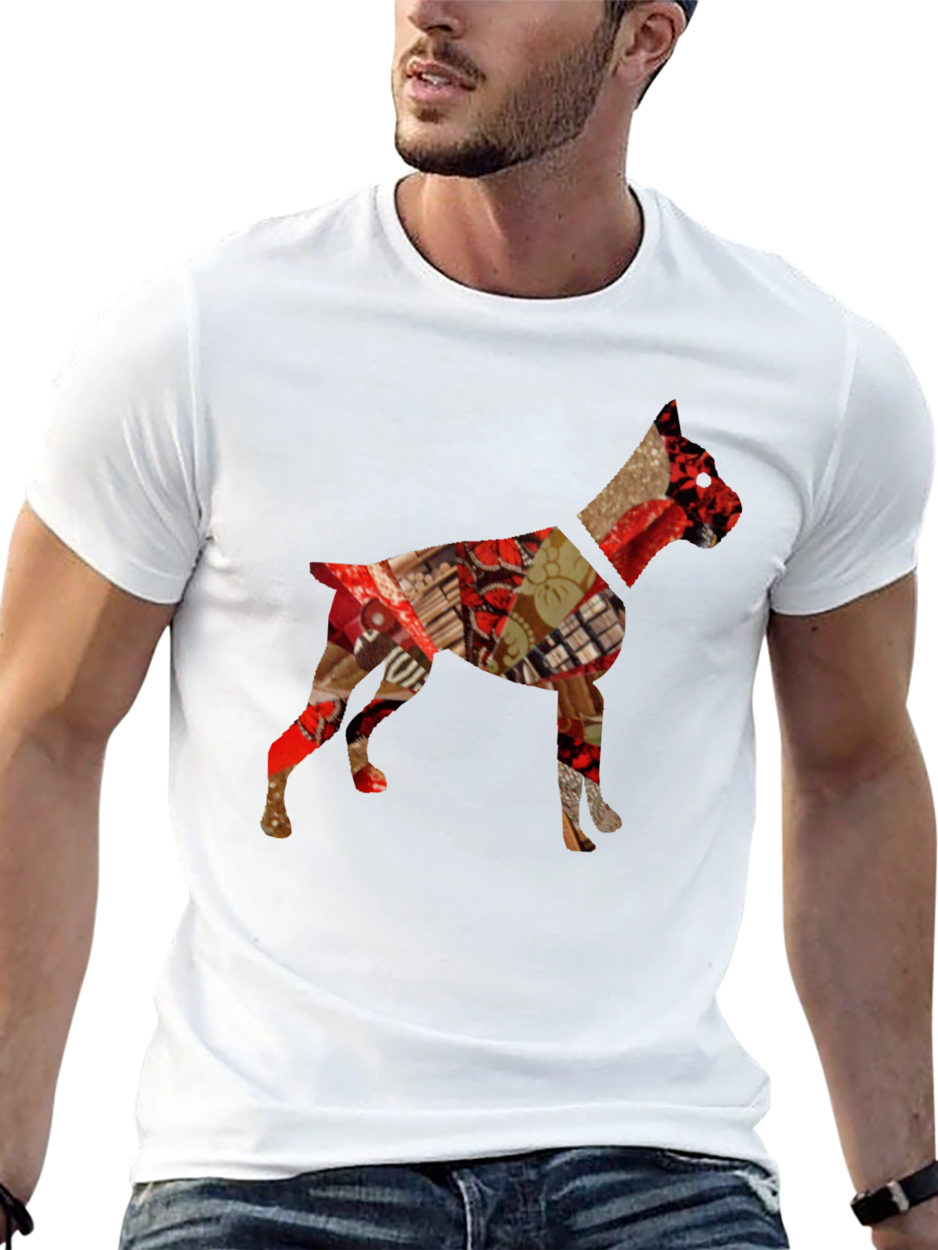 Dog Patchwork Mens Tee - Stylish Canine Design