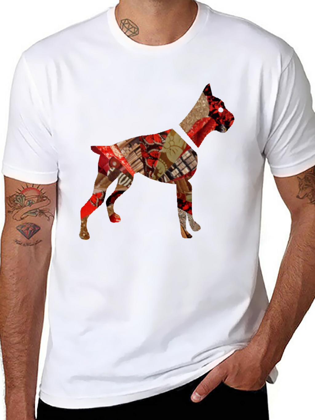 Dog Patchwork Mens Tee - Stylish Canine Design