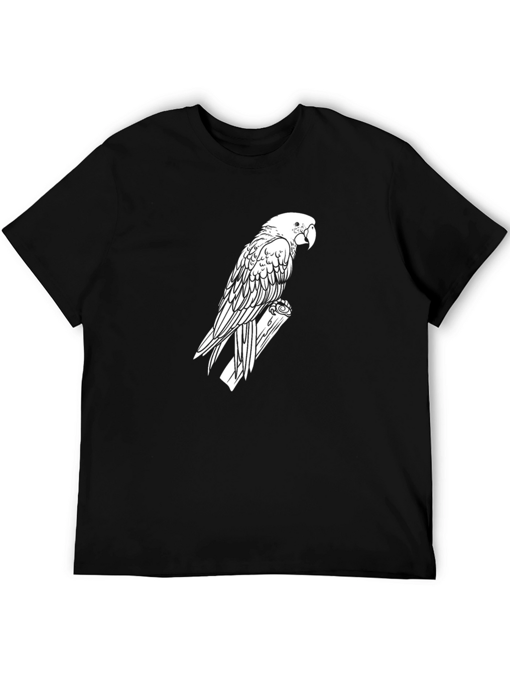 Parrot Graphic Tee - Black Cotton T-Shirt