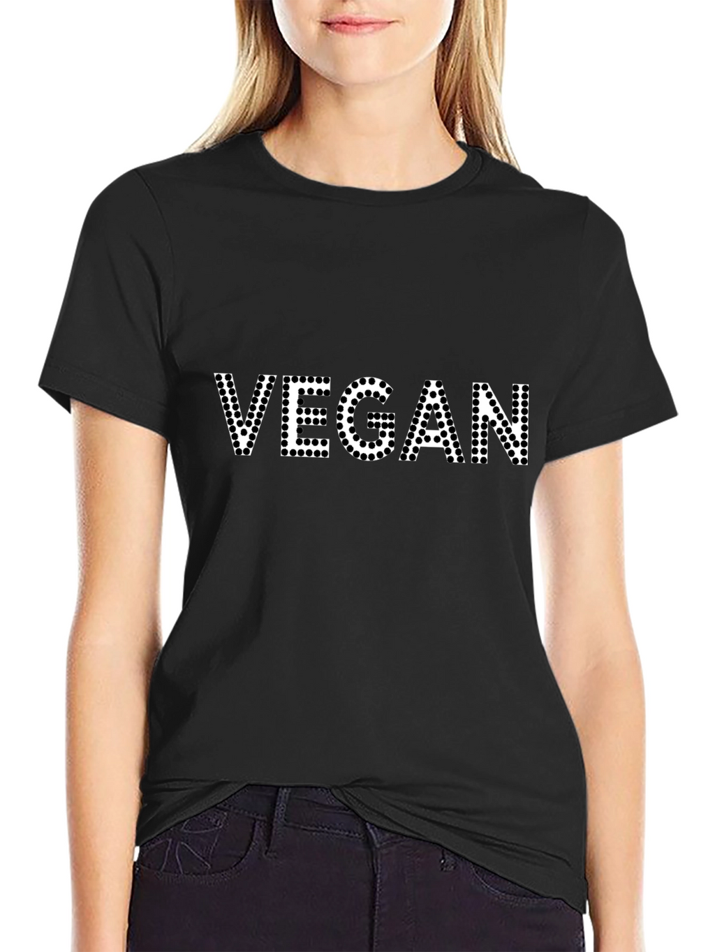 Vegan Black T-Shirt - Dotted Lettering