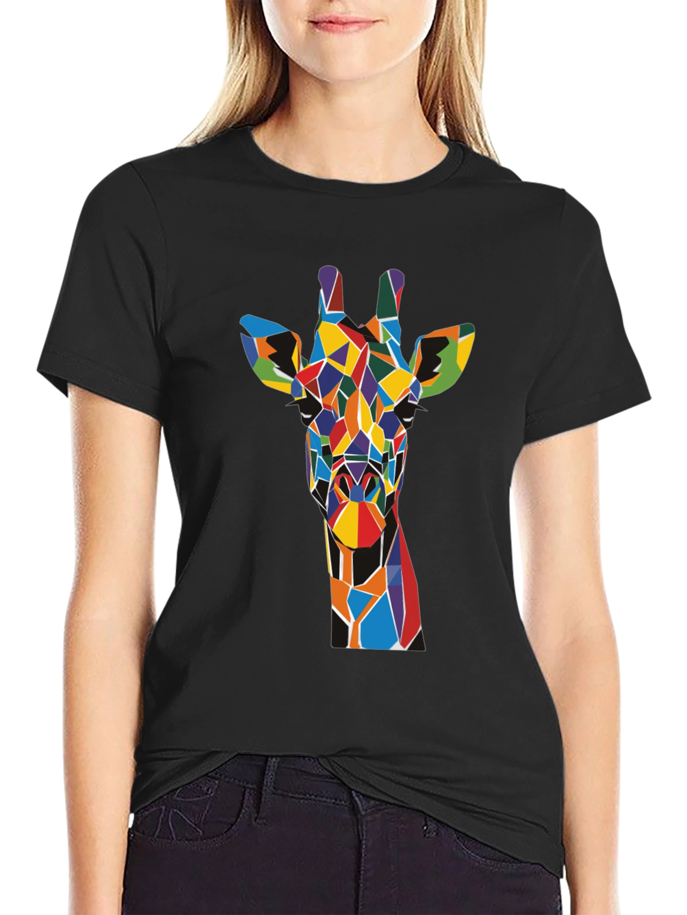 Geometric Giraffe T-Shirt - Colorful Art Tee
