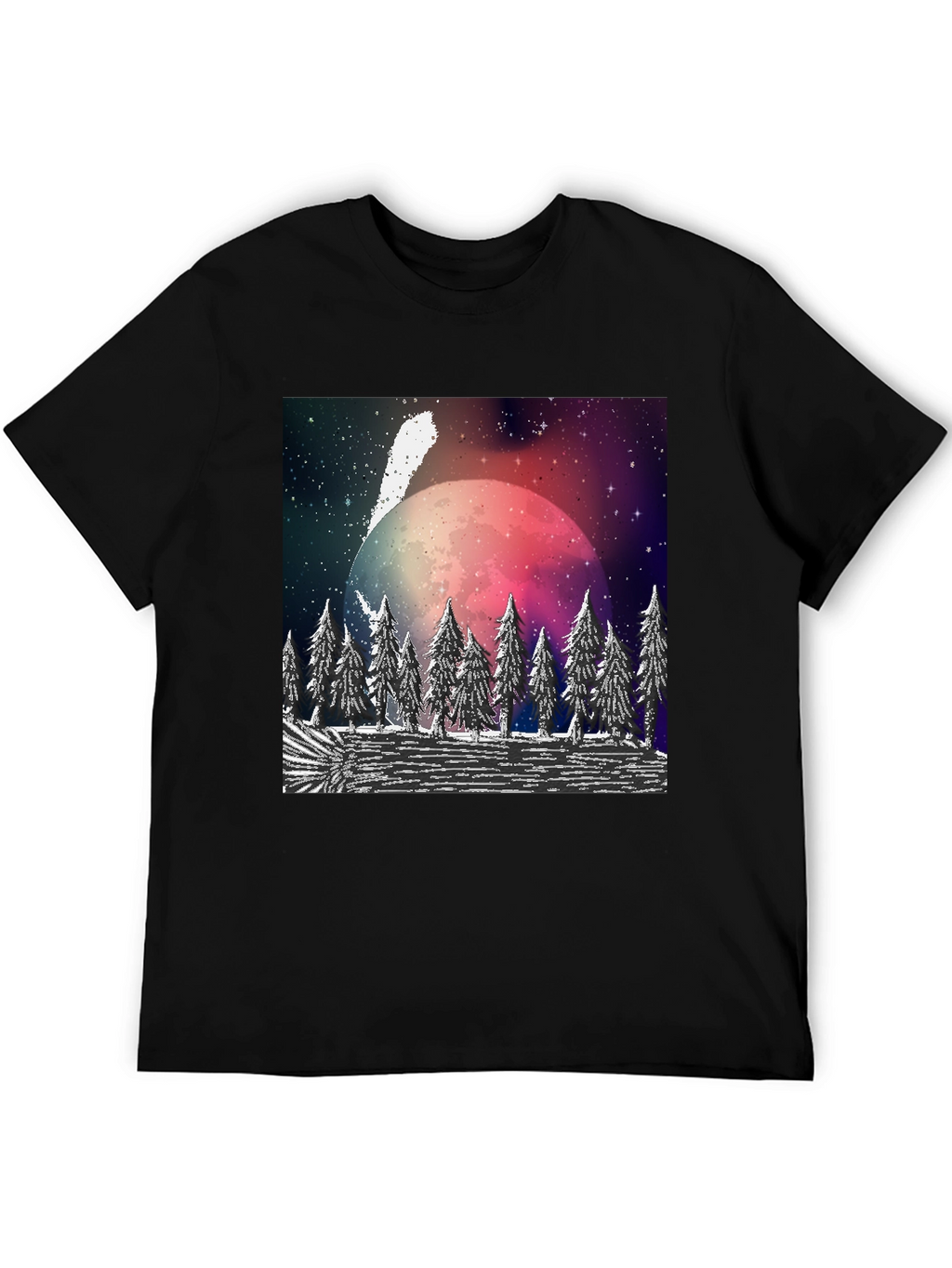 Cosmic Forest T-Shirt - Black Crew Neck