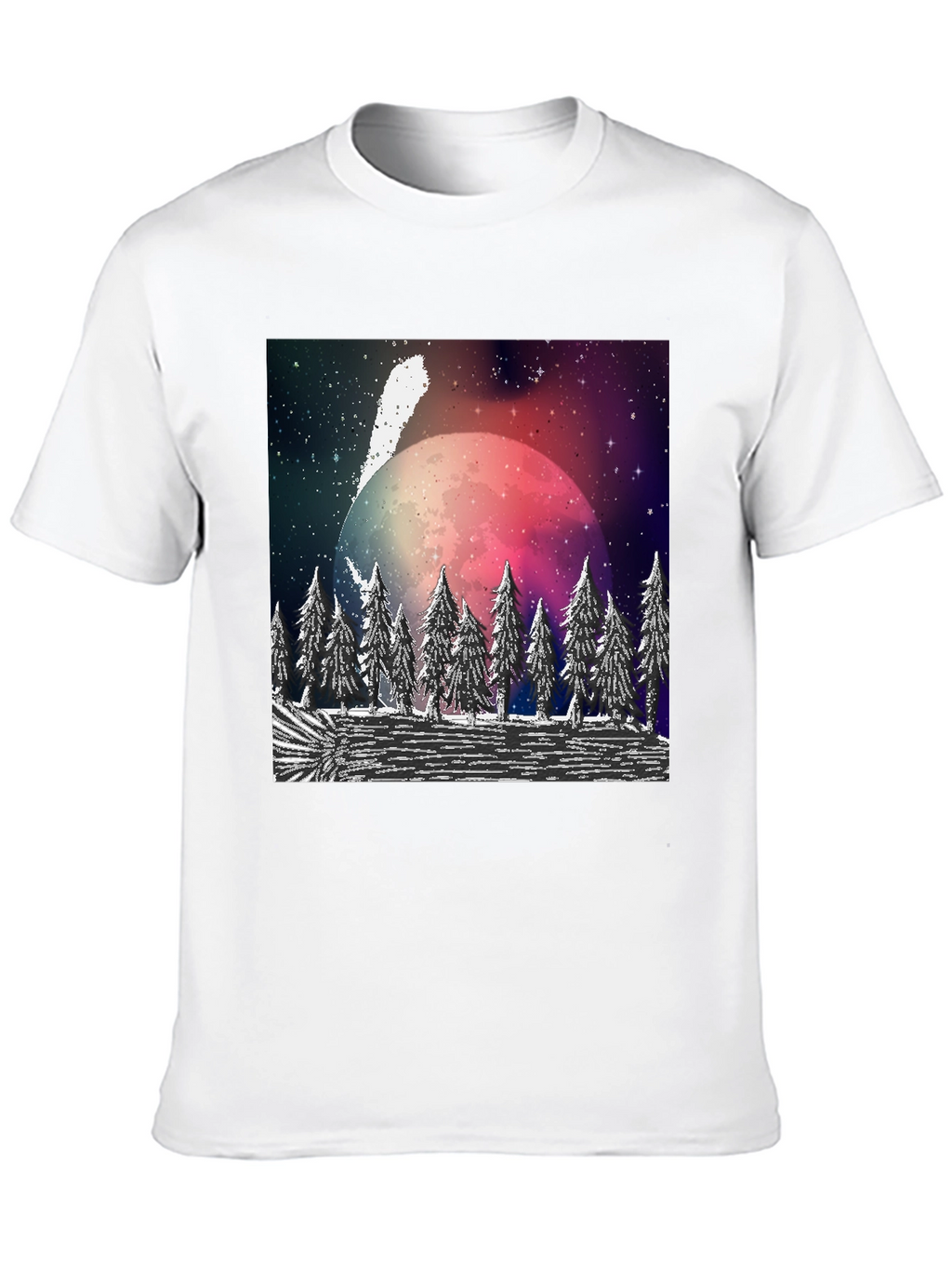 Cosmic Forest T-Shirt - Black Crew Neck