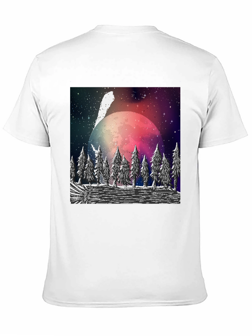 Cosmic Forest T-Shirt - Black Crew Neck