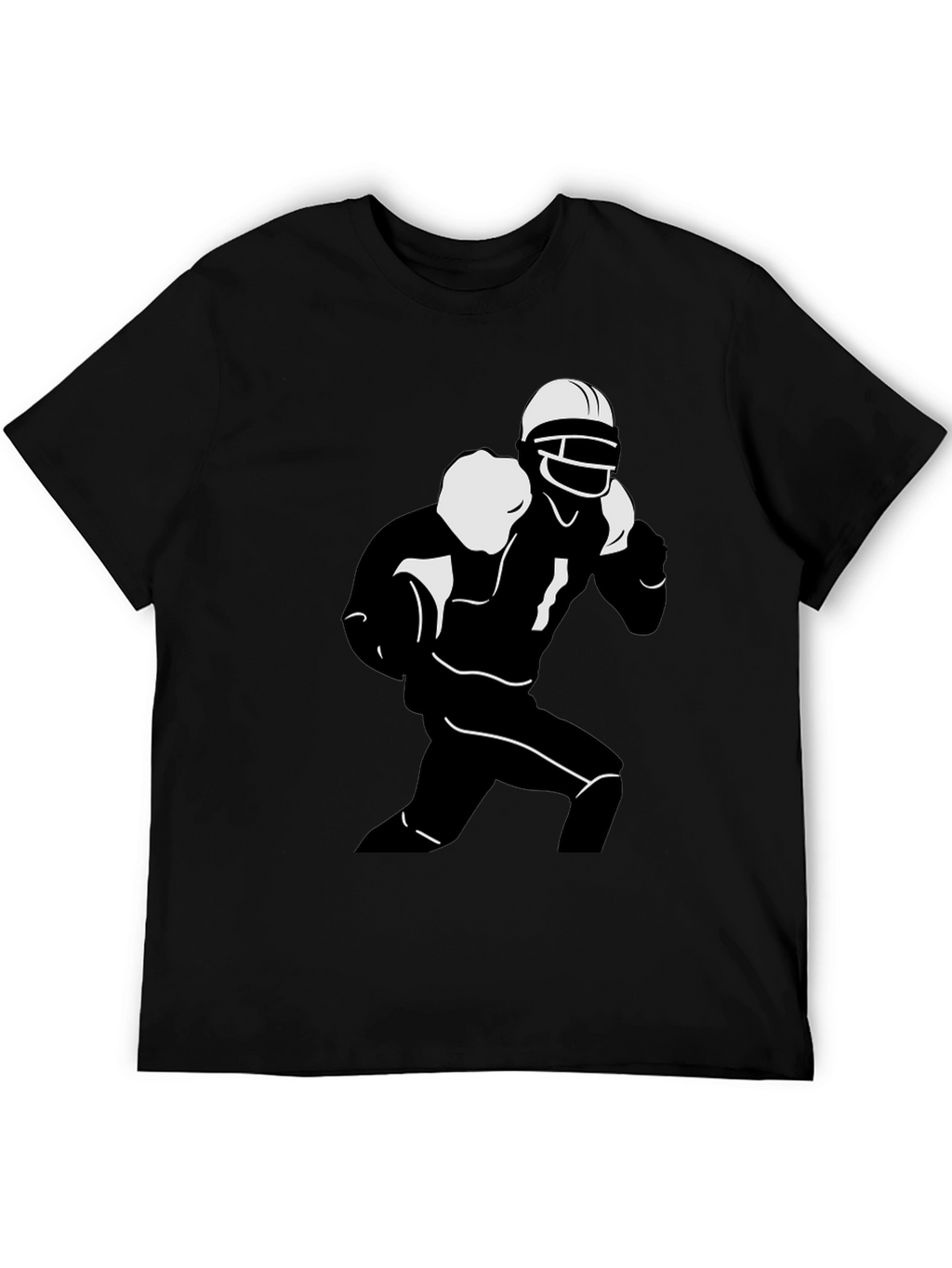 Football Player Graphic Tee - Black Cotton T-Shirt