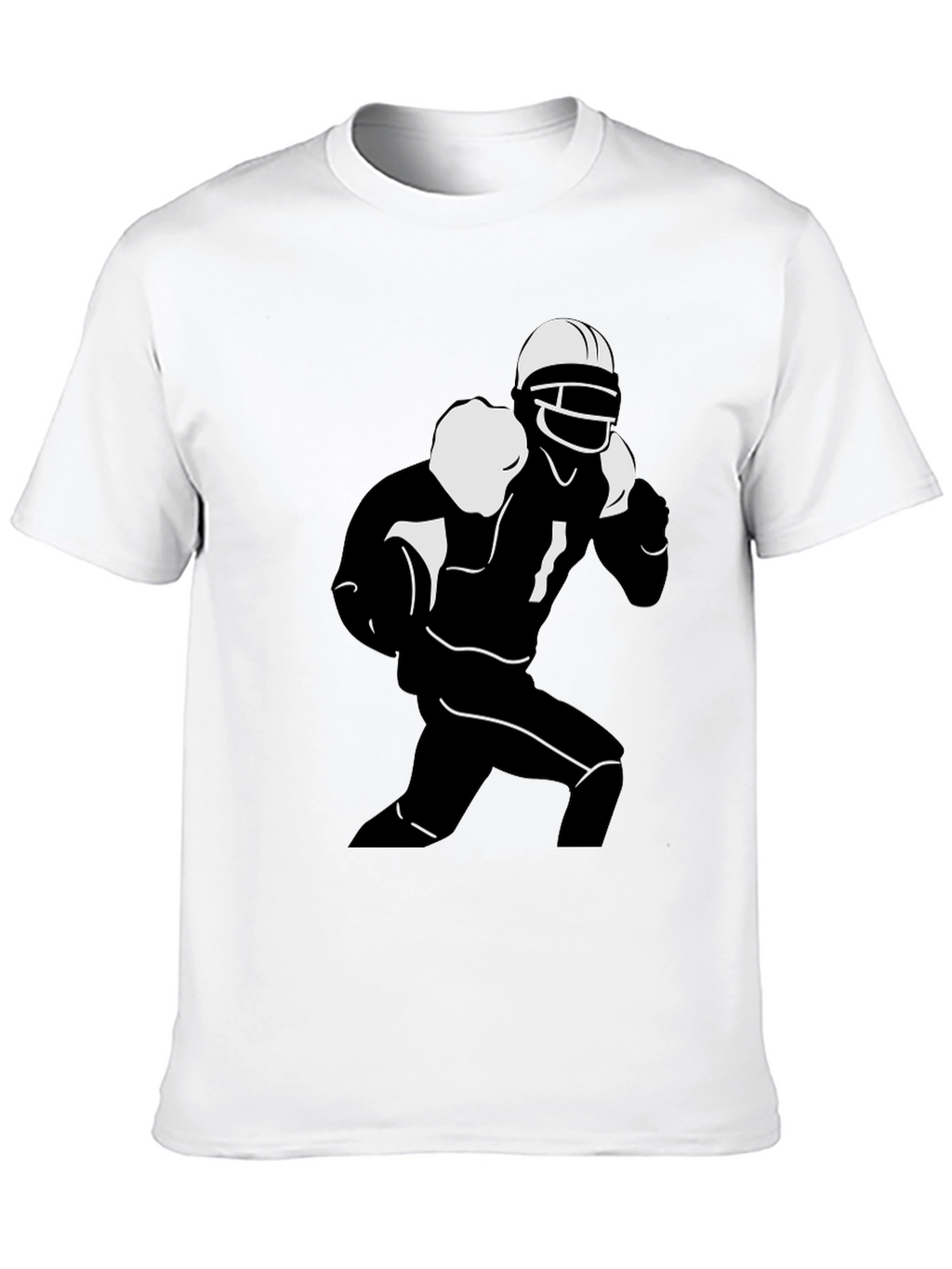 Football Player Graphic Tee - Black Cotton T-Shirt
