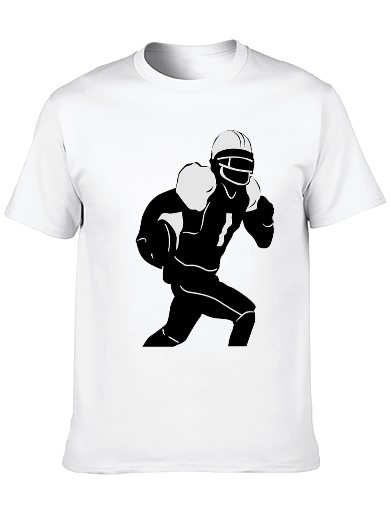 Football Player Graphic Tee - Black Cotton T-Shirt