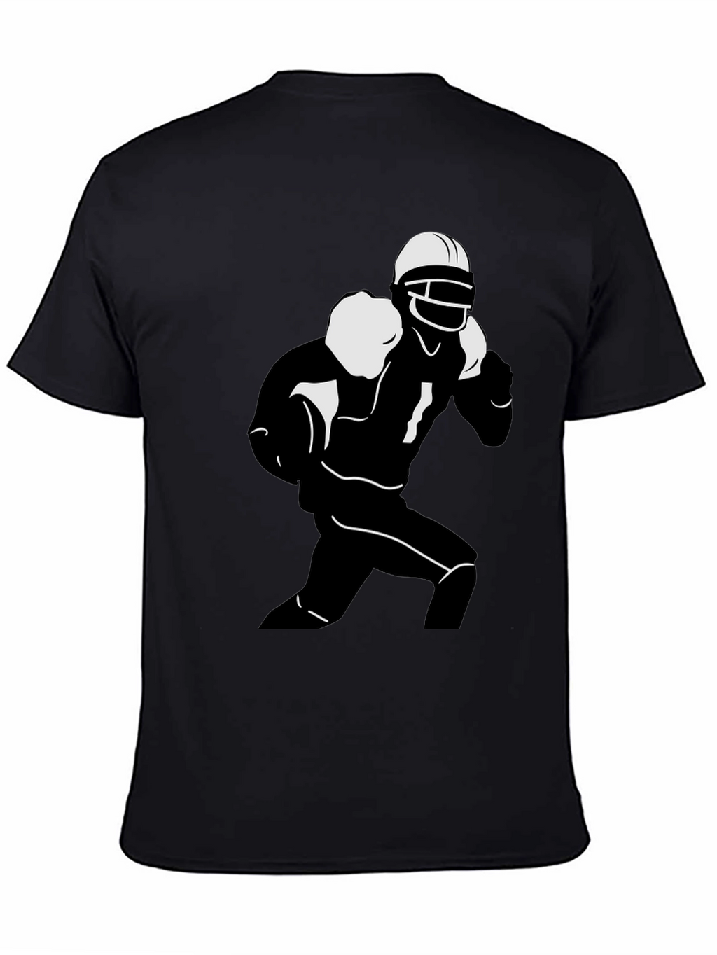 Football Player Graphic Tee - Black Cotton T-Shirt