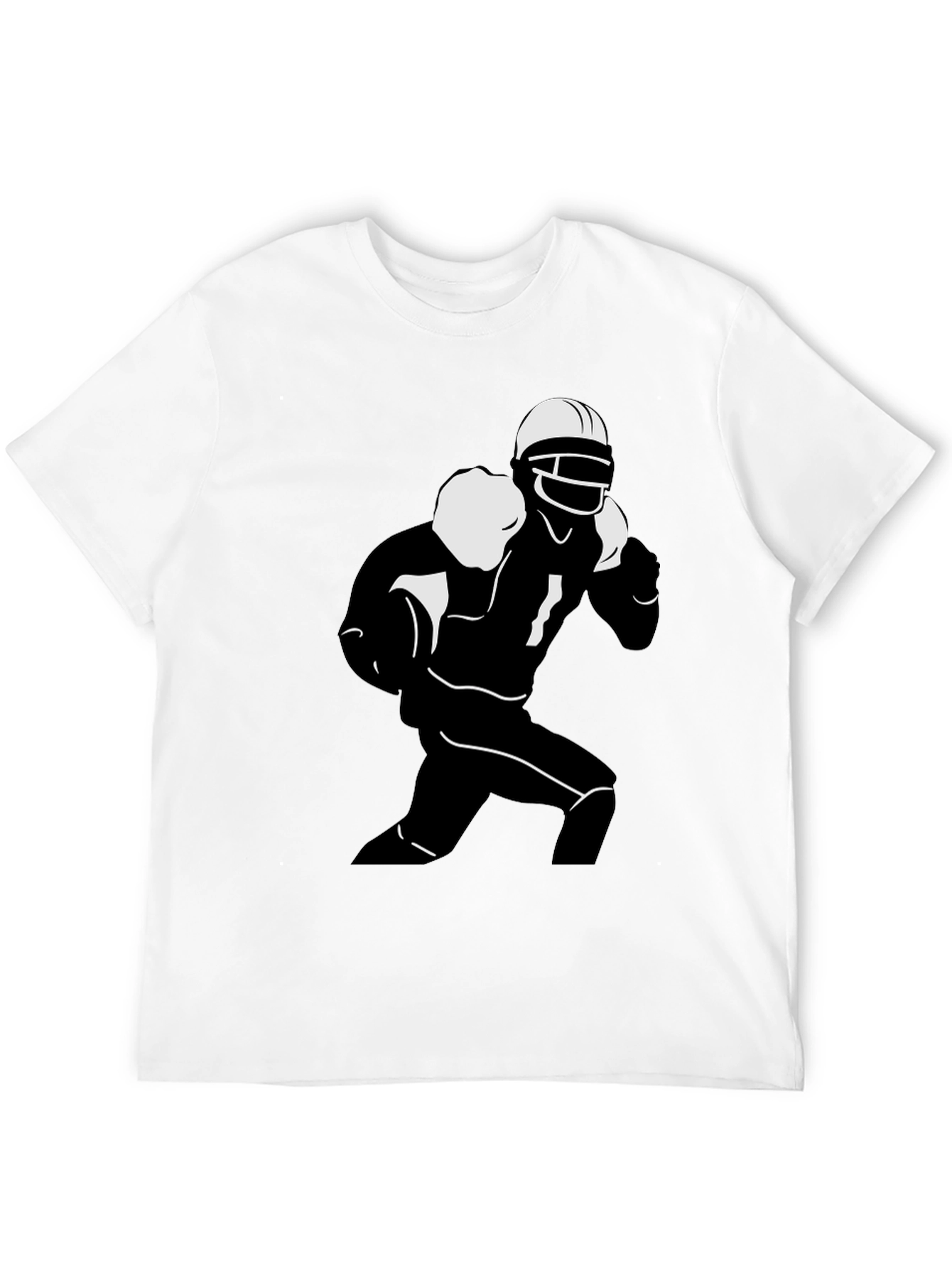 Football Player Graphic Tee - Black Cotton T-Shirt