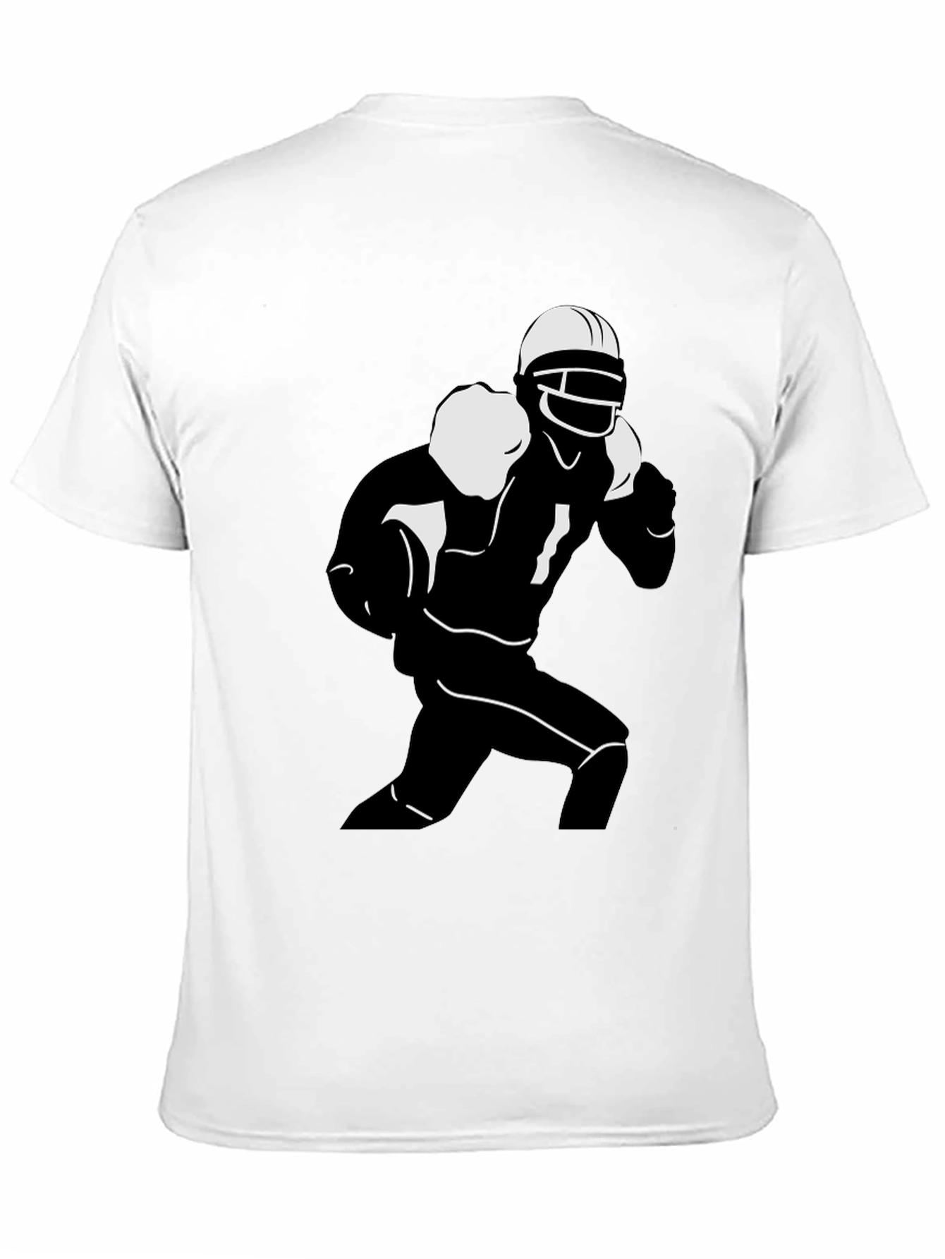 Football Player Graphic Tee - Black Cotton T-Shirt