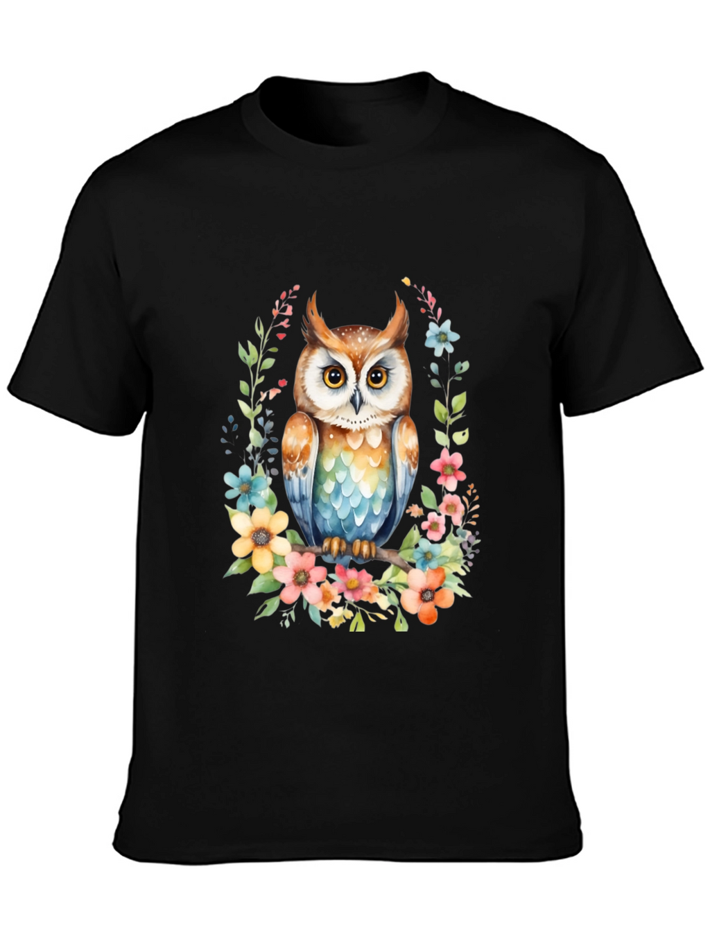 Owl & Floral Graphic Tee - Unique Design