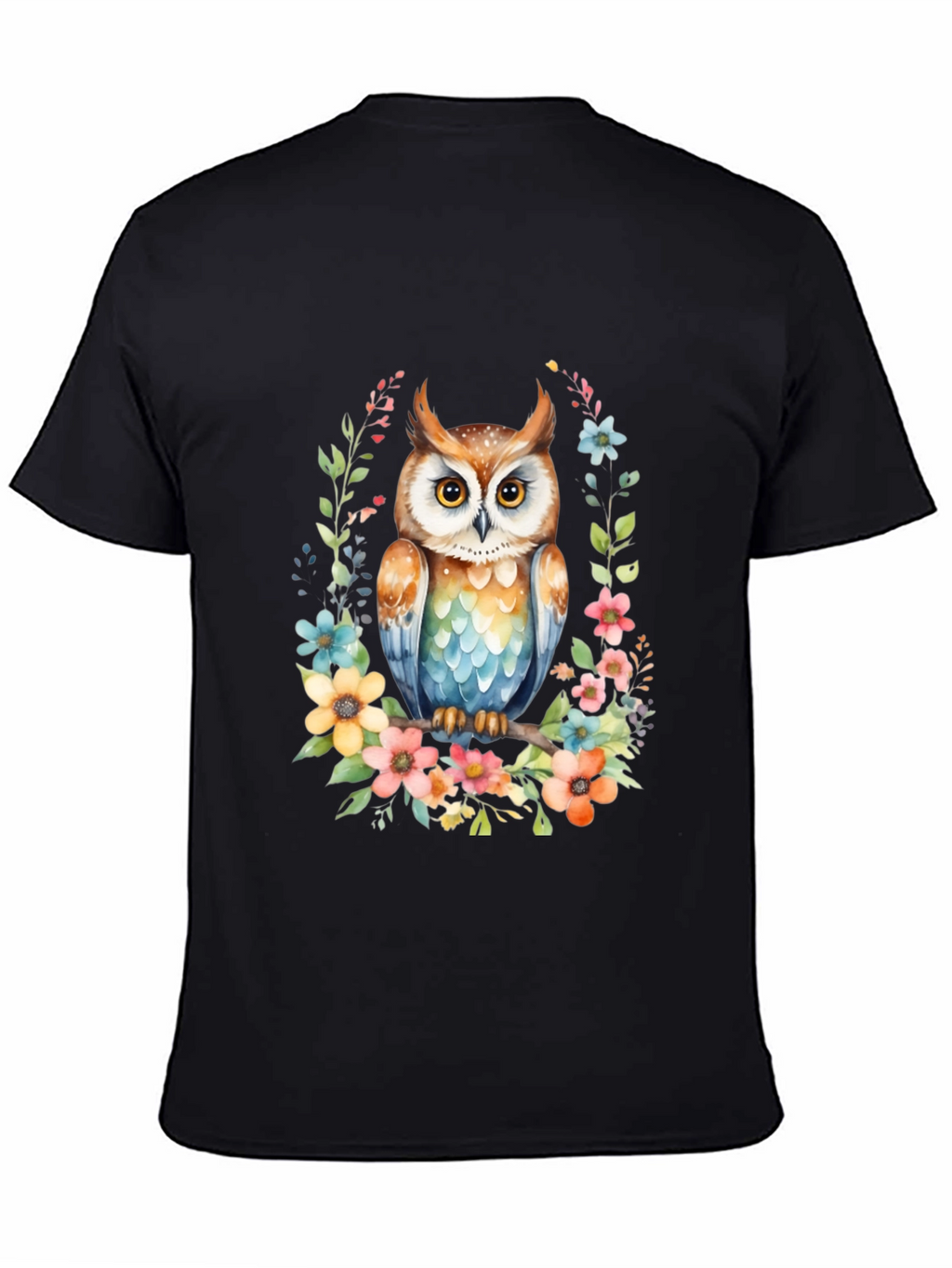 Owl & Floral Graphic Tee - Unique Design