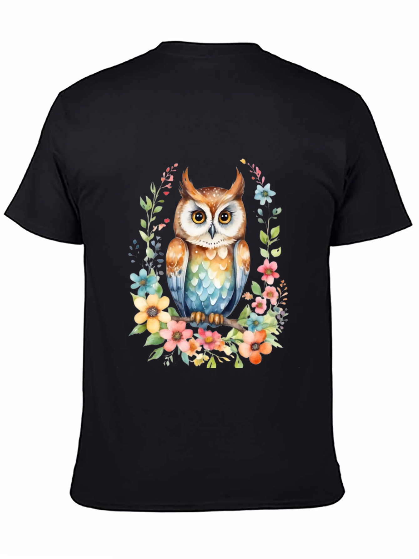 Owl & Floral Graphic Tee - Unique Design
