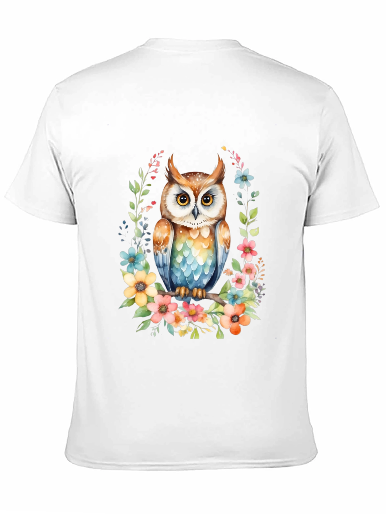 Owl & Floral Graphic Tee - Unique Design