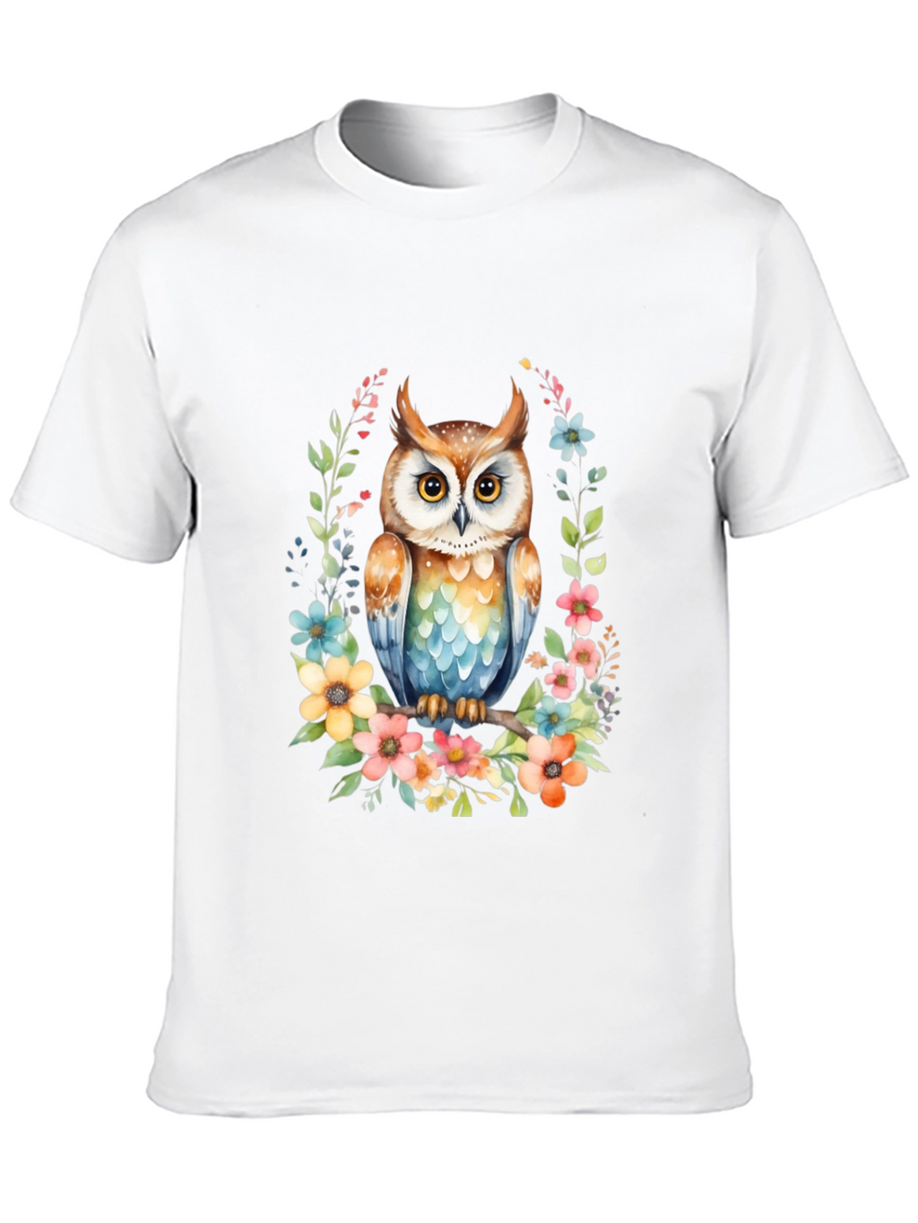 Owl & Floral Graphic Tee - Unique Design