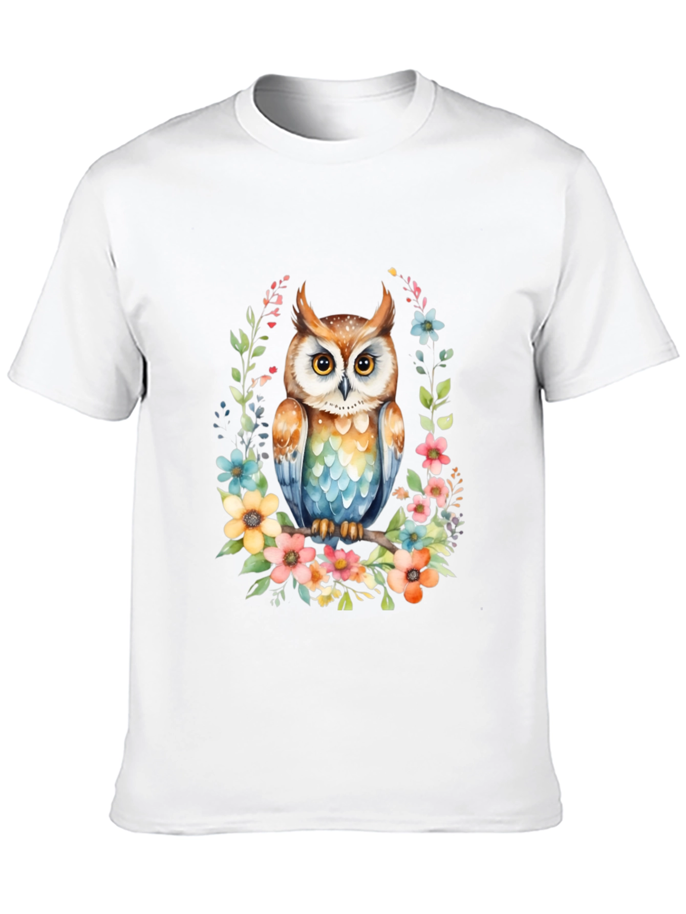 Owl & Floral Graphic Tee - Unique Design