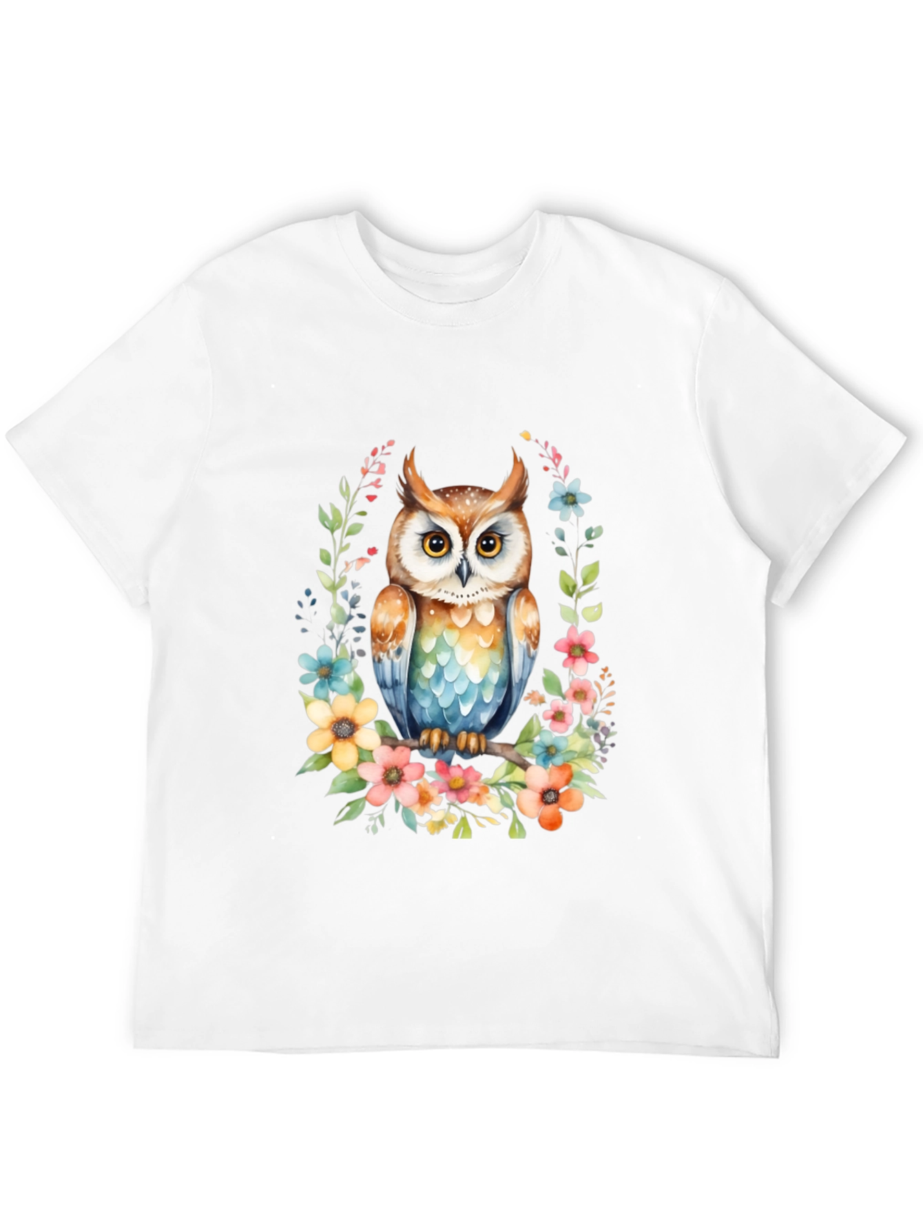 Owl & Floral Graphic Tee - Unique Design