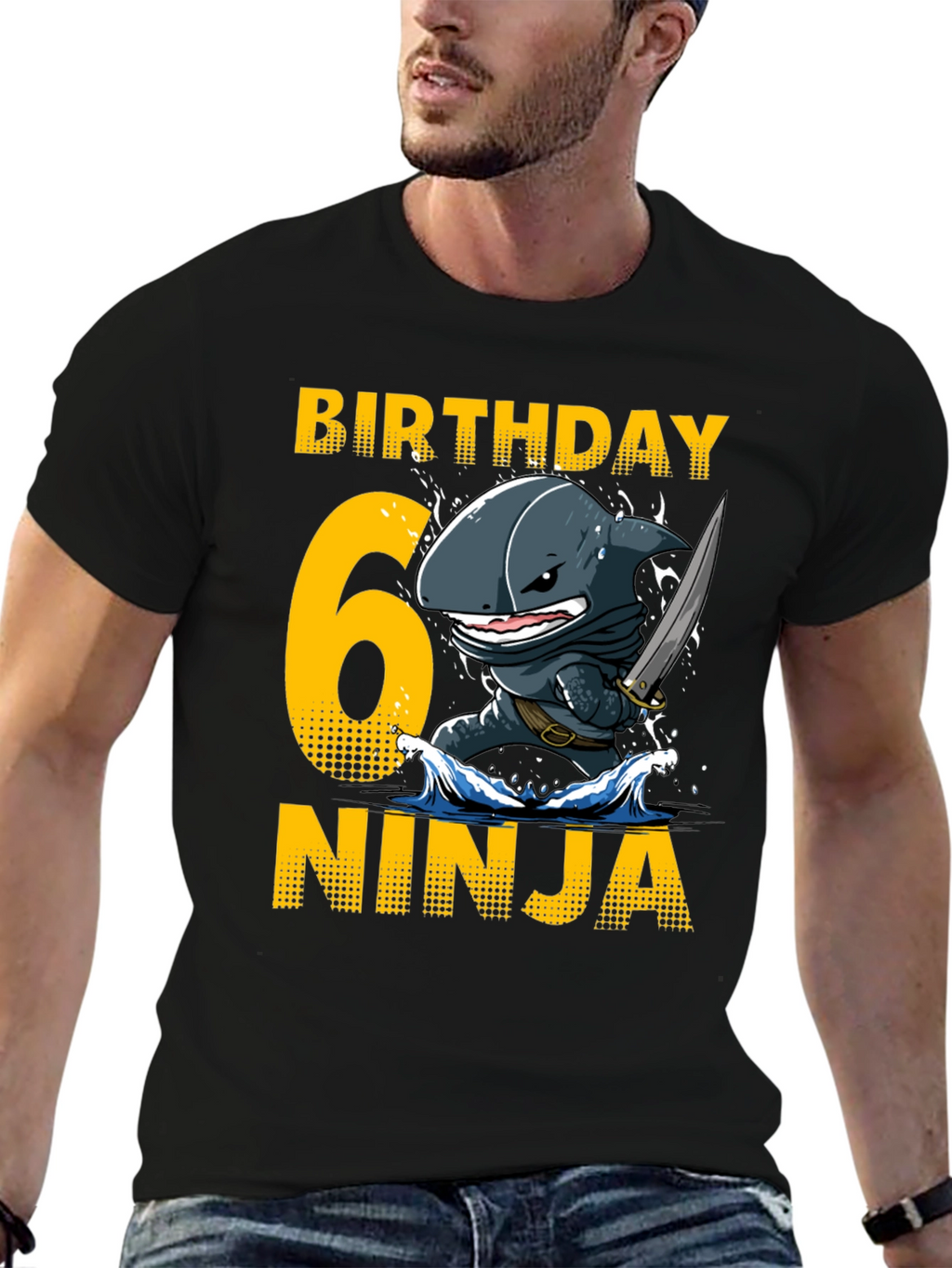 Birthday 6 Ninja Shark T-Shirt