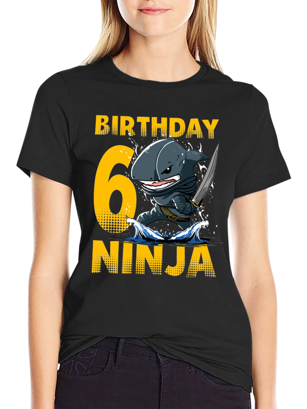 Birthday 6 Ninja Shark T-Shirt