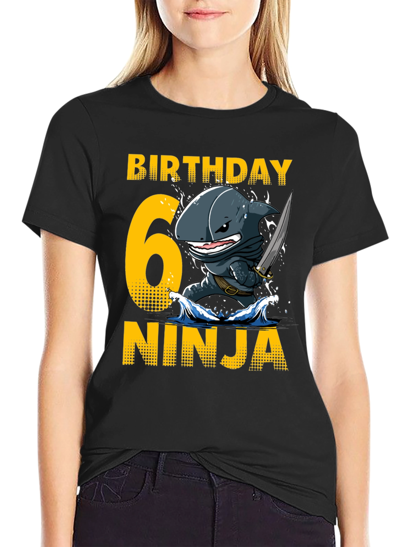 Birthday 6 Ninja Shark T-Shirt