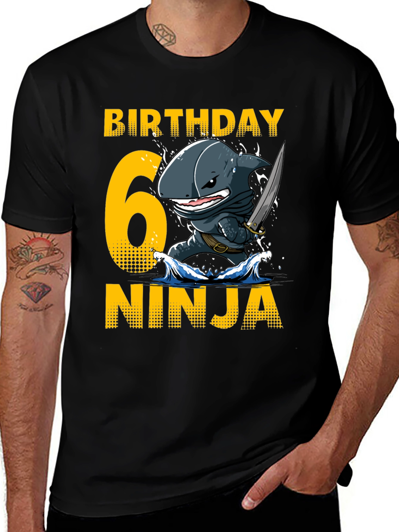 Birthday 6 Ninja Shark T-Shirt