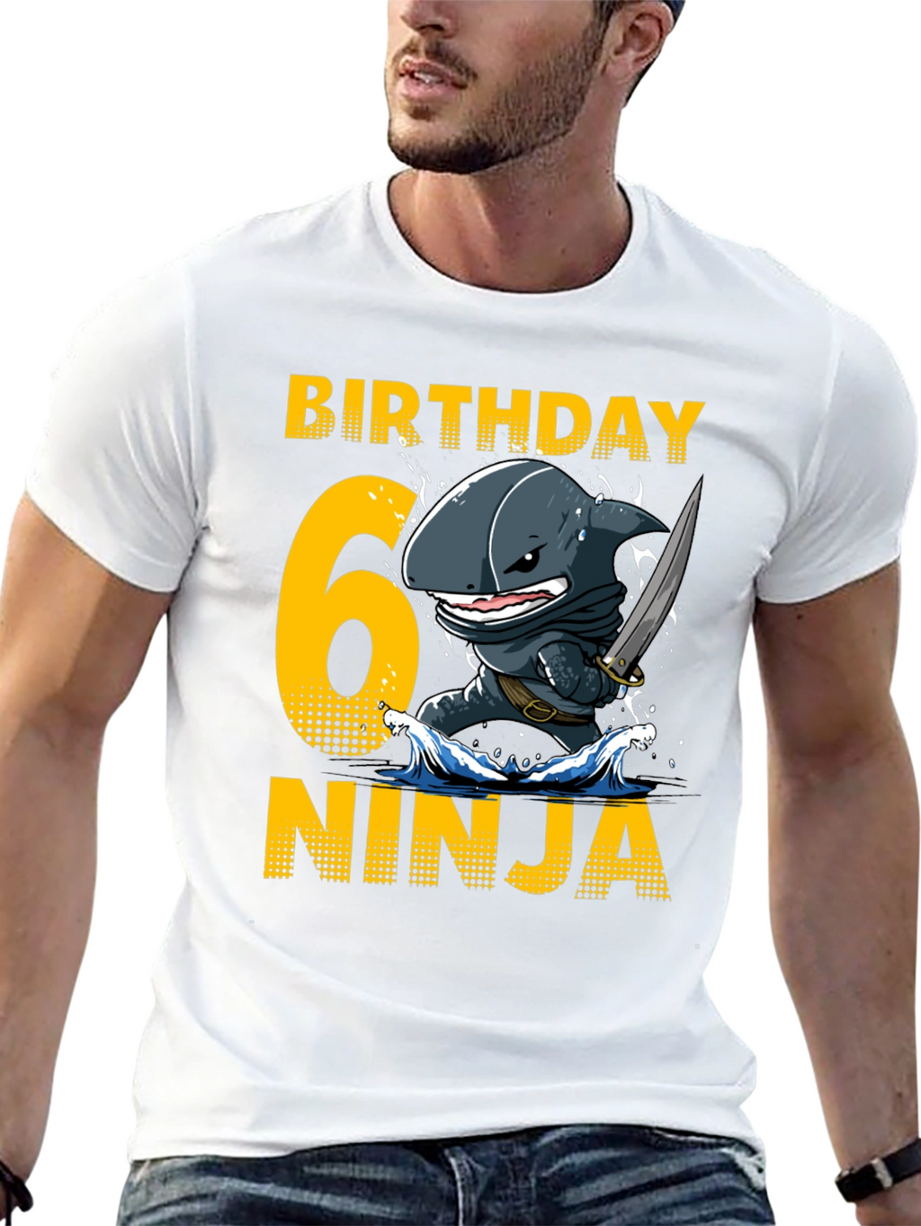 Birthday 6 Ninja Shark T-Shirt