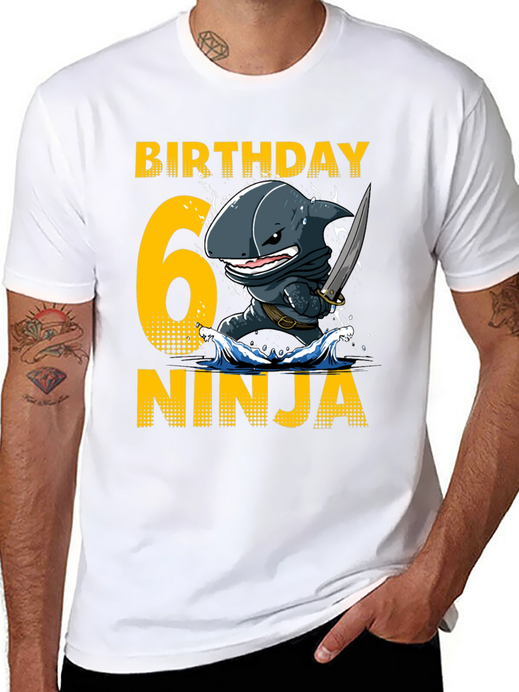 Birthday 6 Ninja Shark T-Shirt