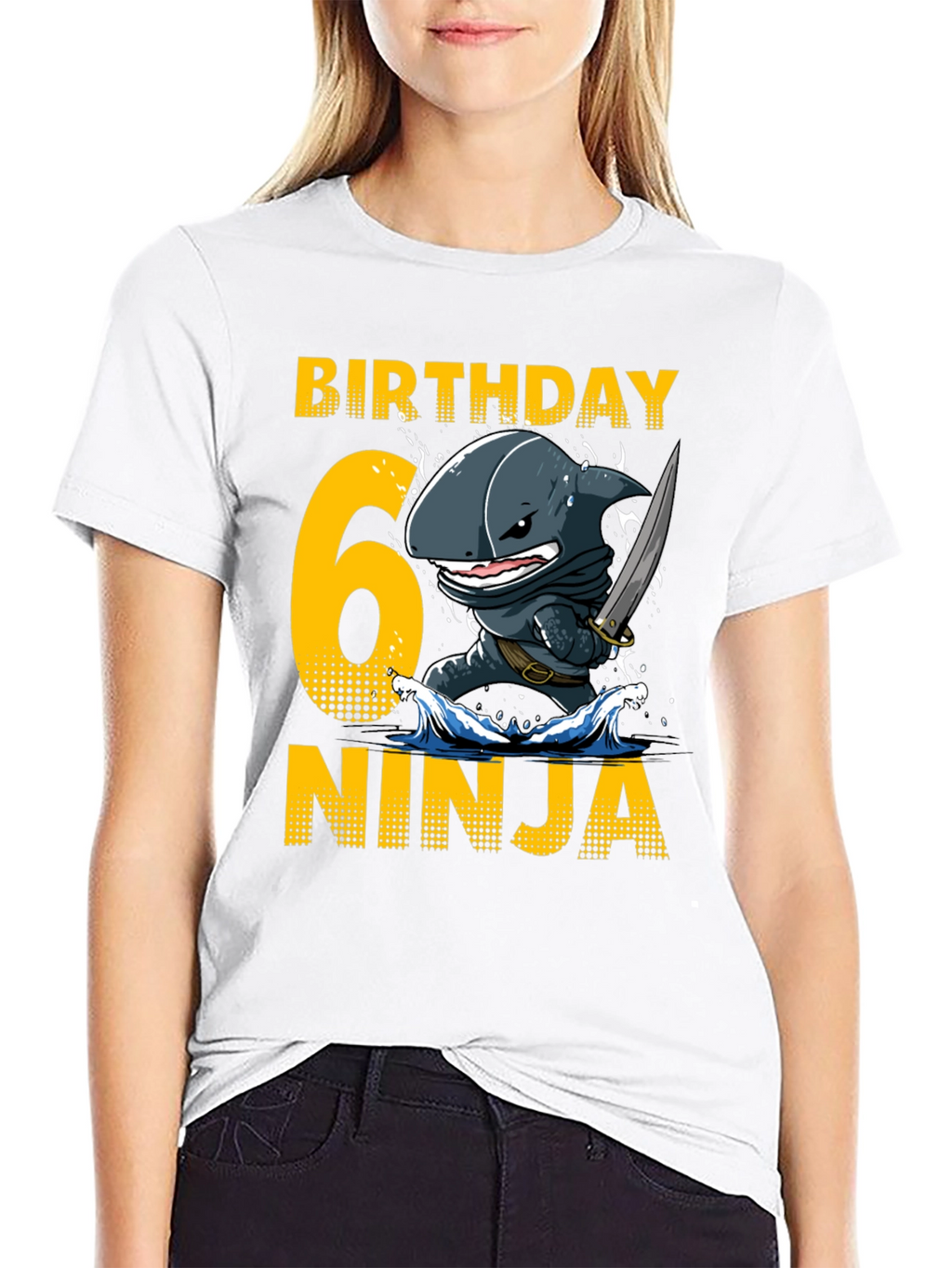 Birthday 6 Ninja Shark T-Shirt