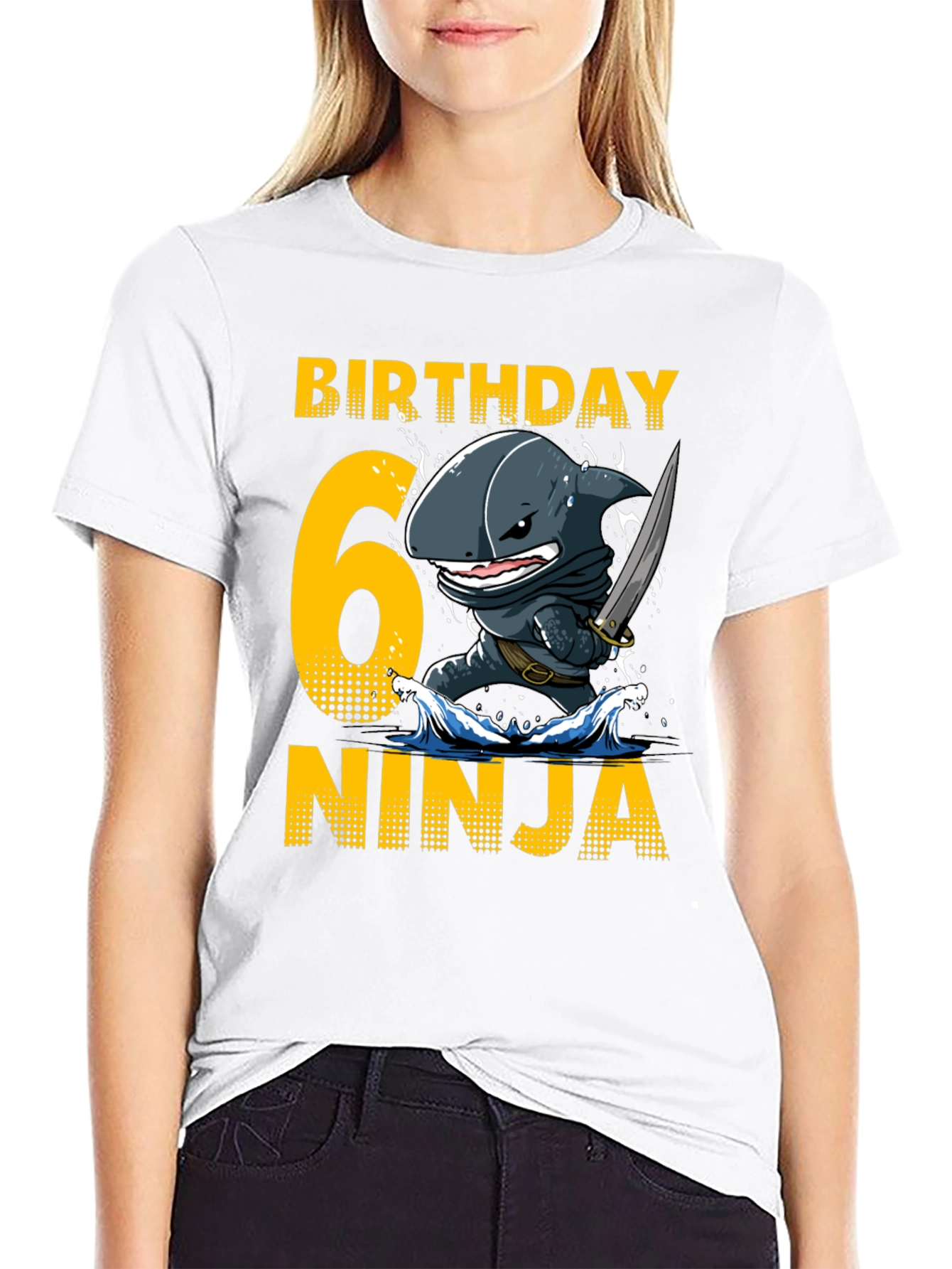 Birthday 6 Ninja Shark T-Shirt